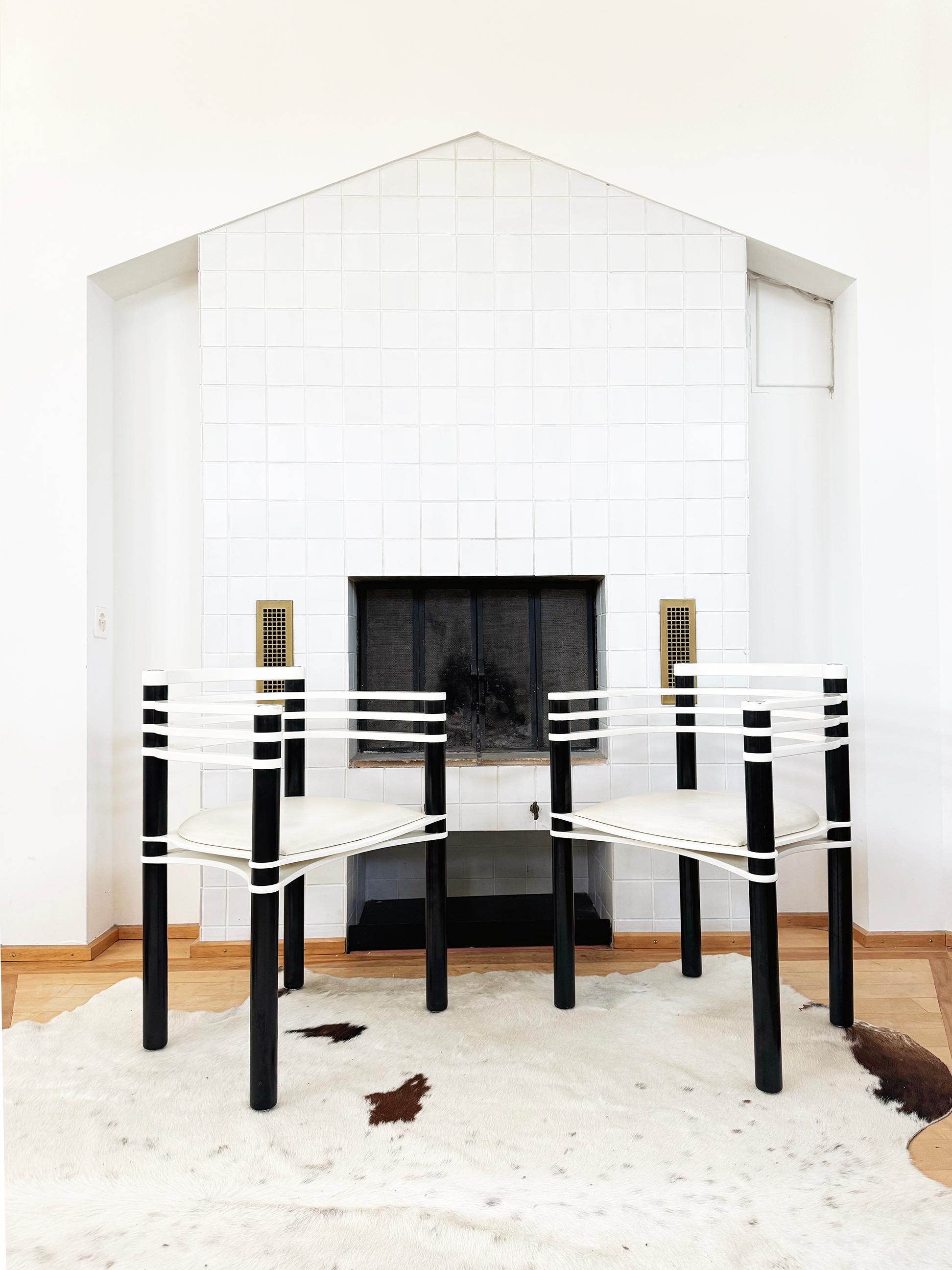 Postmodern Kurt Thut Dietiker White + Black Chair, 80s--1 Piece (5 avail) For Sale 2