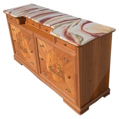 Postmodern Lacquer Dresser with Faux-Marble Top