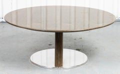 Postmodern Lacquered Burlwood Table on Chrome Base