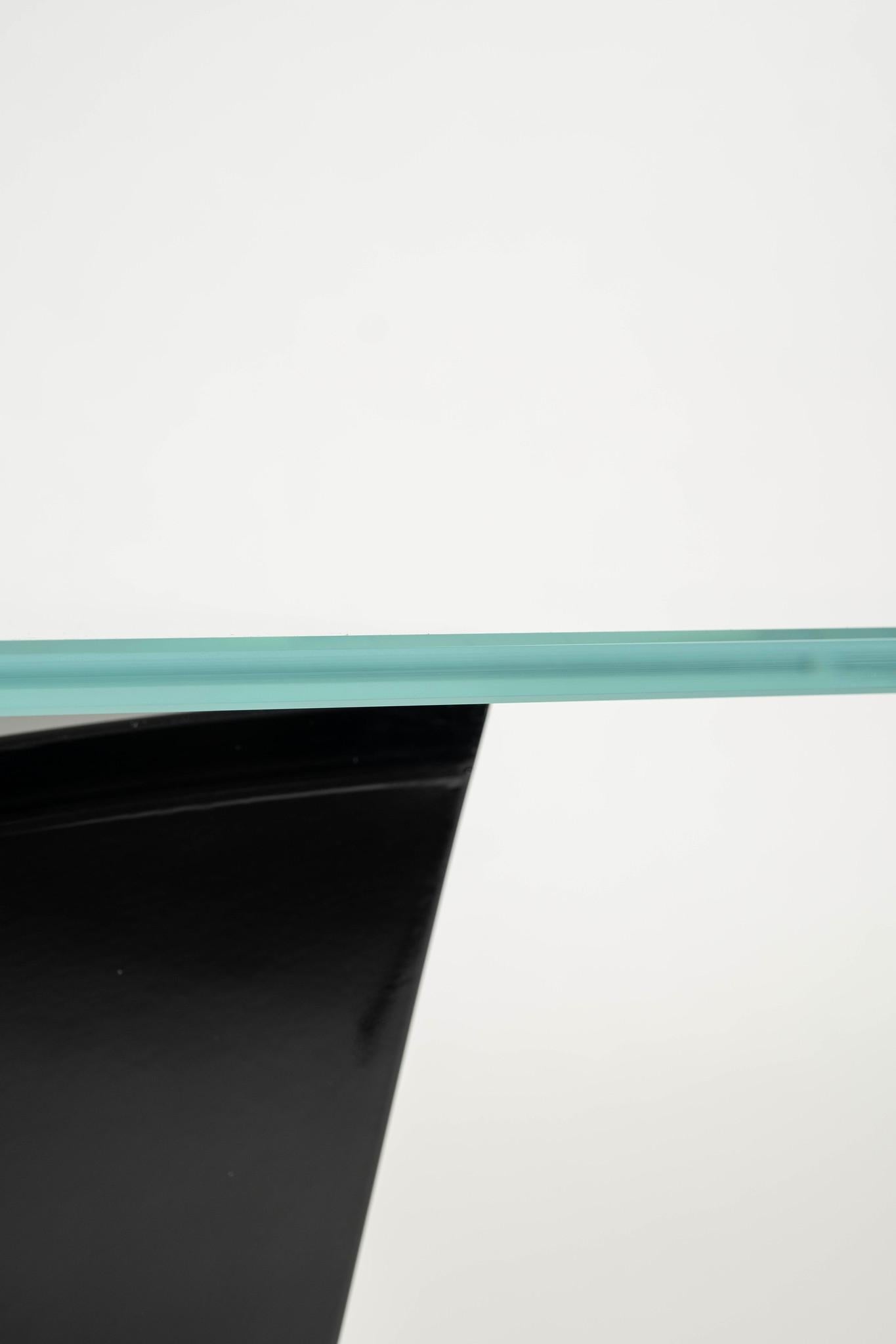 20th Century Postmodern Lacquered Geometric Lucite & Glass Cocktail Table For Sale