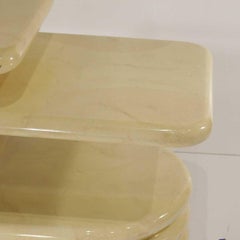 Postmodern Lacquered Goatskin Directional Swiveling Nesting Side Tables, 1970s