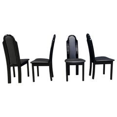 Sillas de comedor italianas postmodernas de madera lacada, años 80