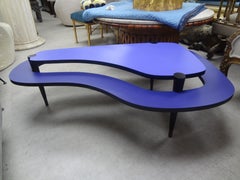 Postmodern Laminated Two Tiered Kidney Shaped Coffee Table