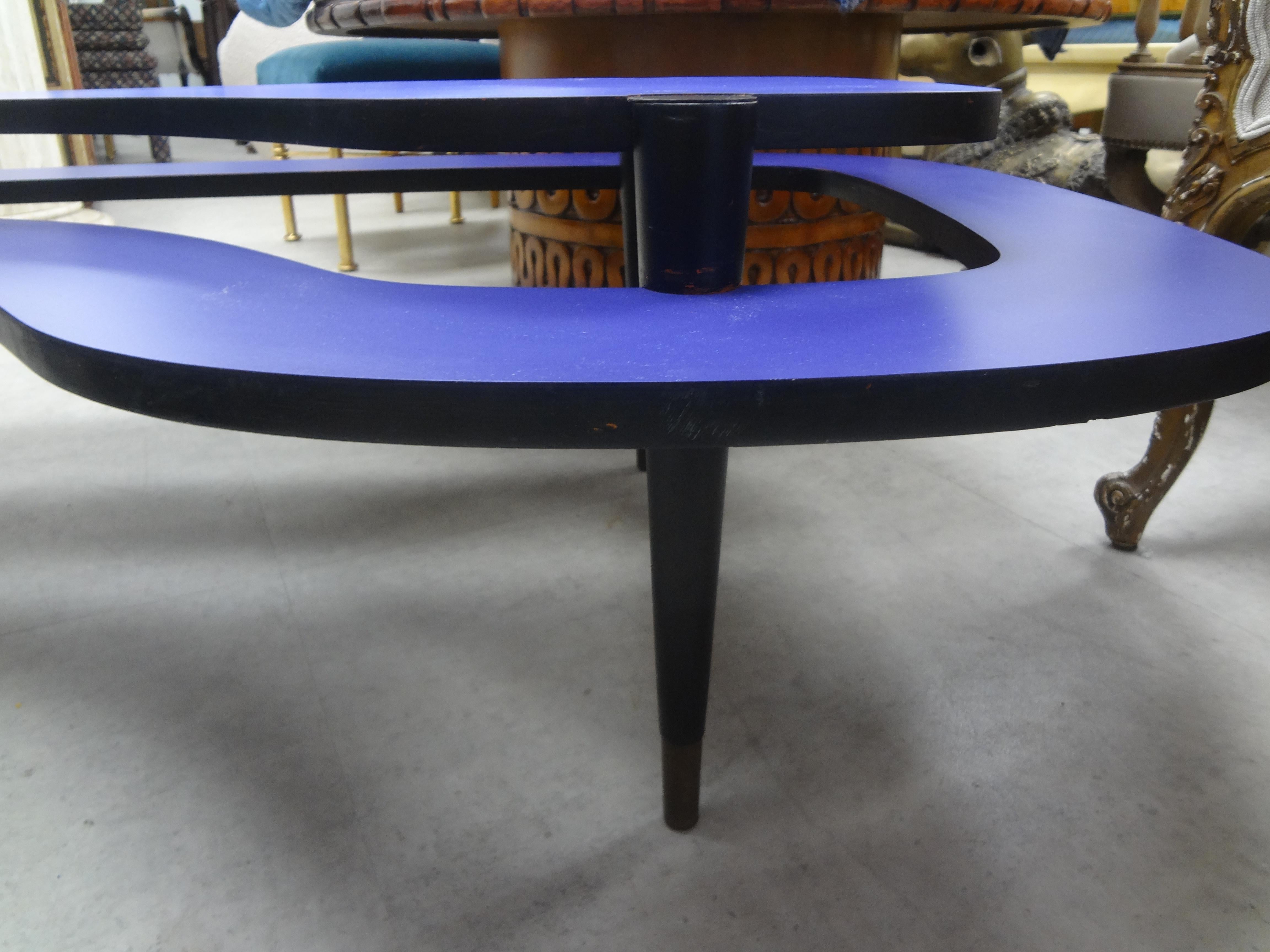 Post-Modern Postmodern Laminated Two Tiered Kidney Shaped Coffee Table For Sale