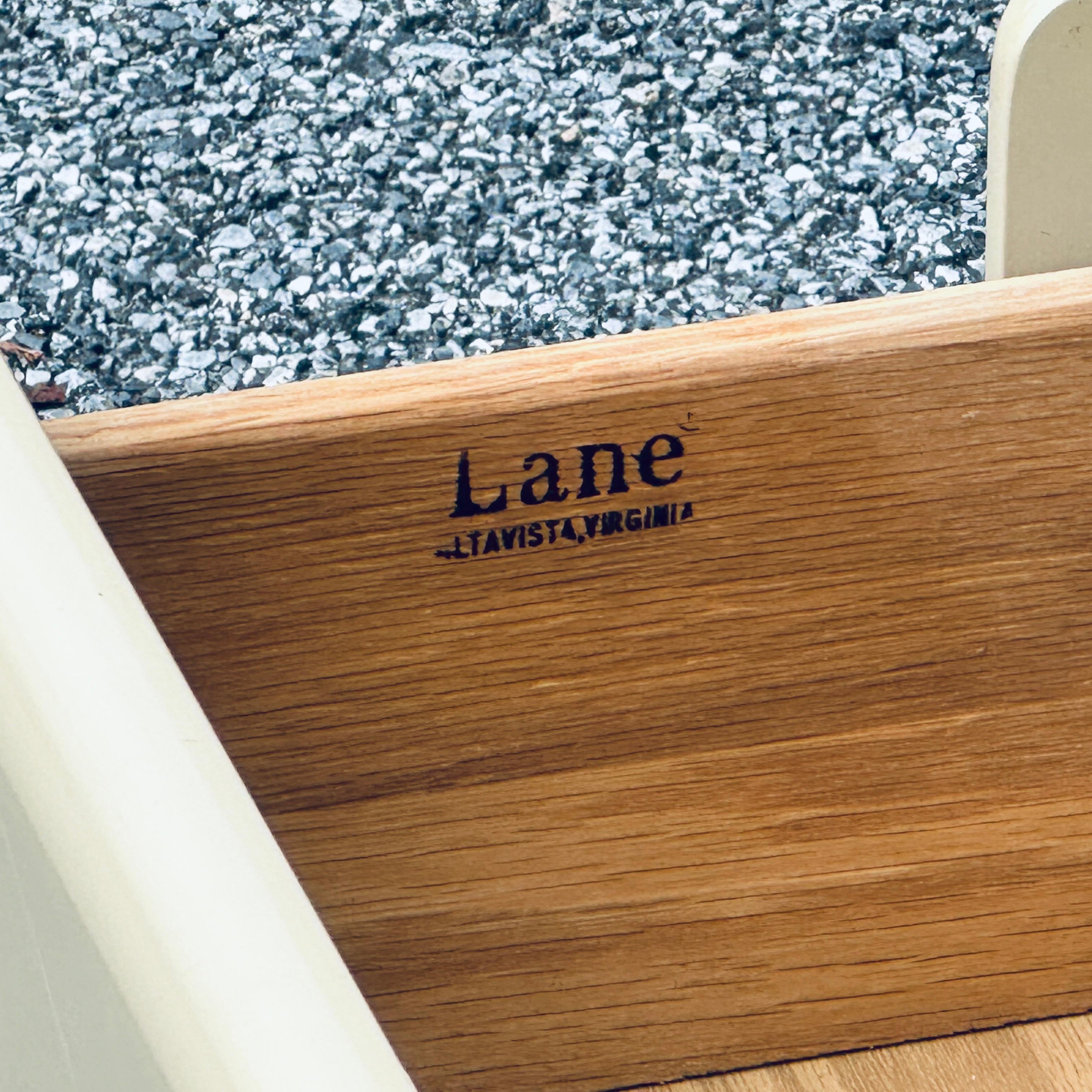Postmodern Lane Two Drawer Nightstand in Cream Lacquer and Brass In Good Condition In West Chester, PA