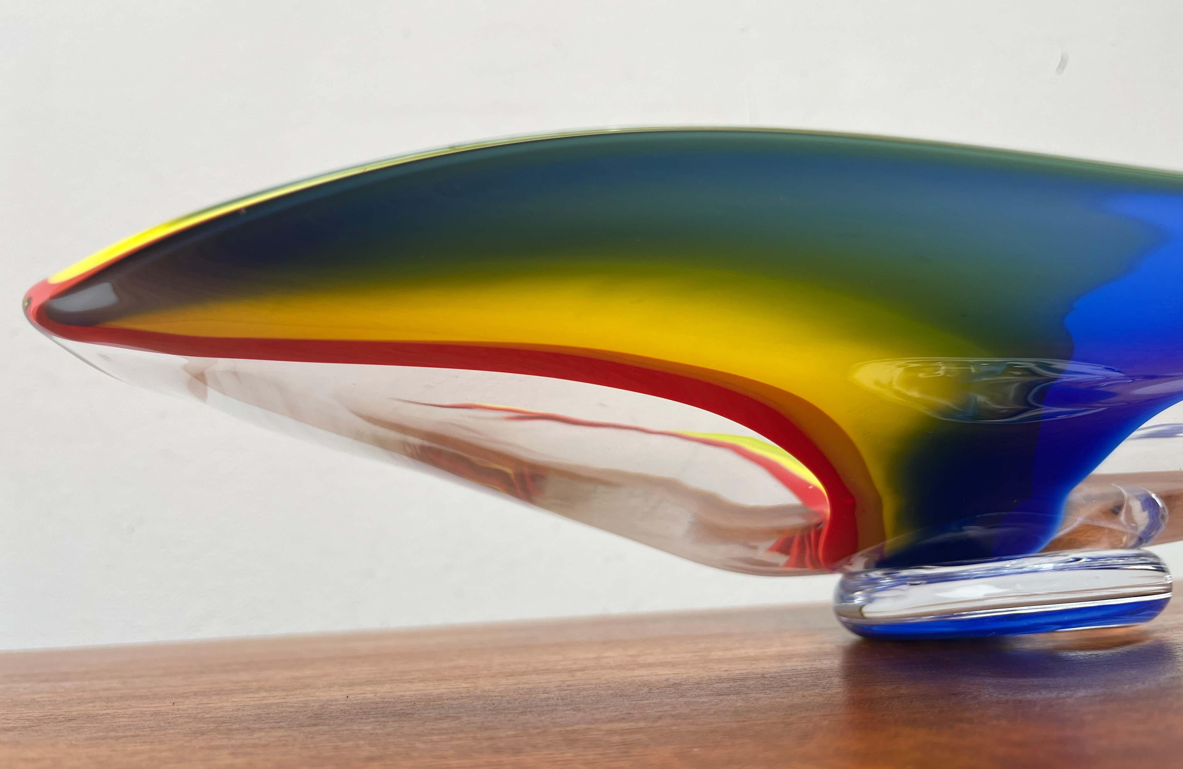 Postmodern Large Art Glass Bowl from Johansfors, Sweden, 1980s For Sale 6