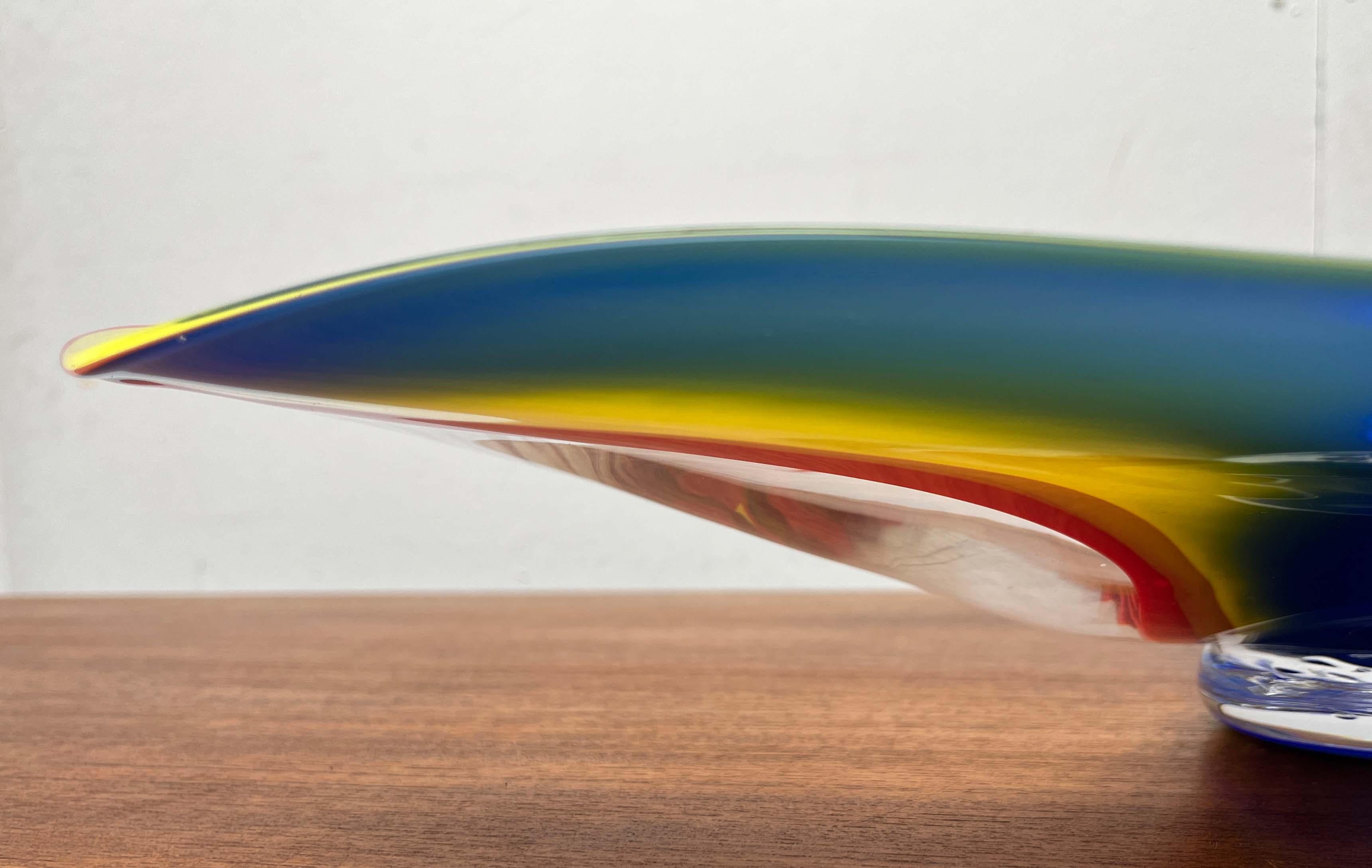 Postmodern Large Art Glass Bowl from Johansfors, Sweden, 1980s For Sale 7