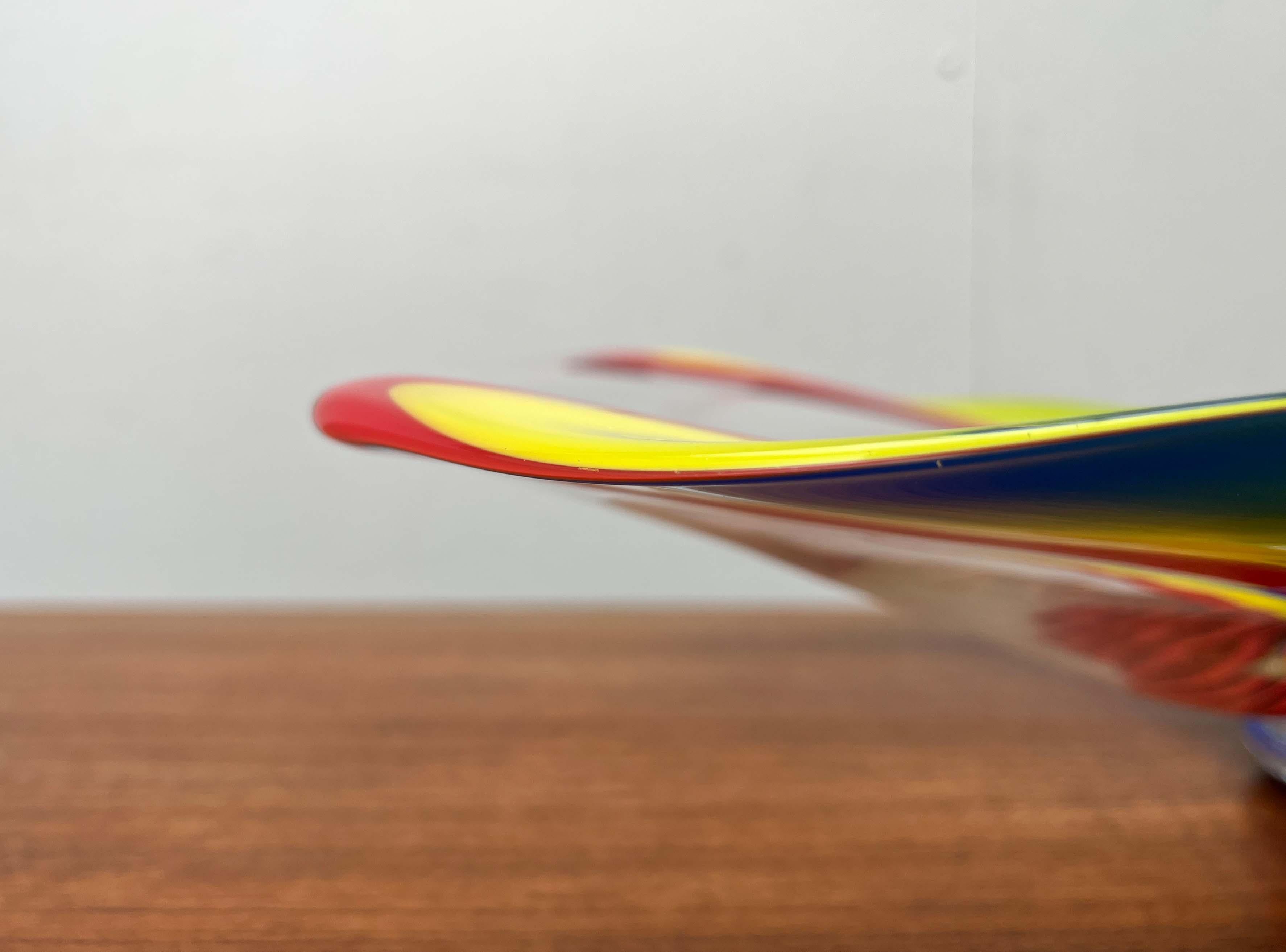 Postmodern Large Art Glass Bowl from Johansfors, Sweden, 1980s For Sale 8