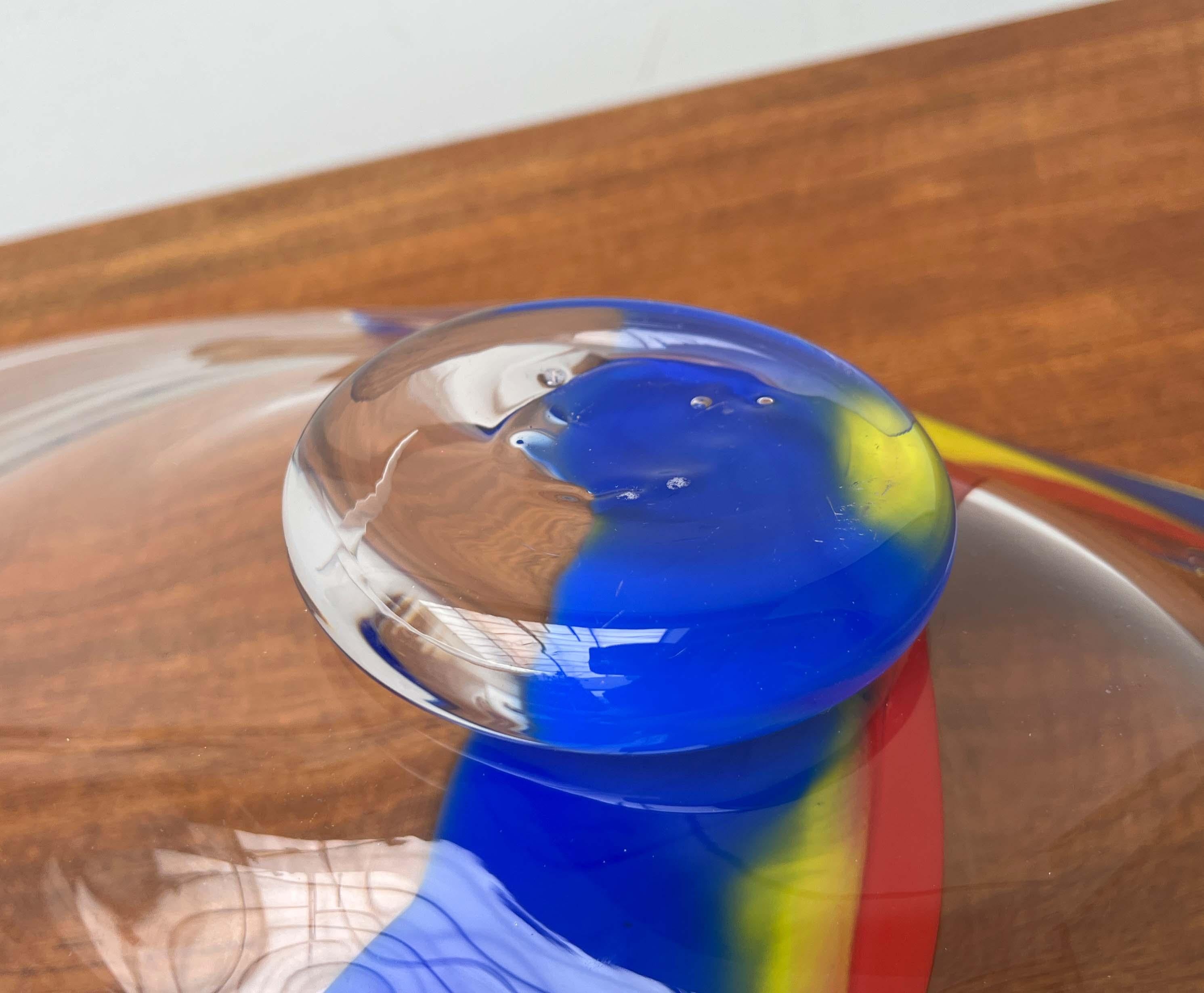 Postmodern Large Art Glass Bowl from Johansfors, Sweden, 1980s For Sale 9