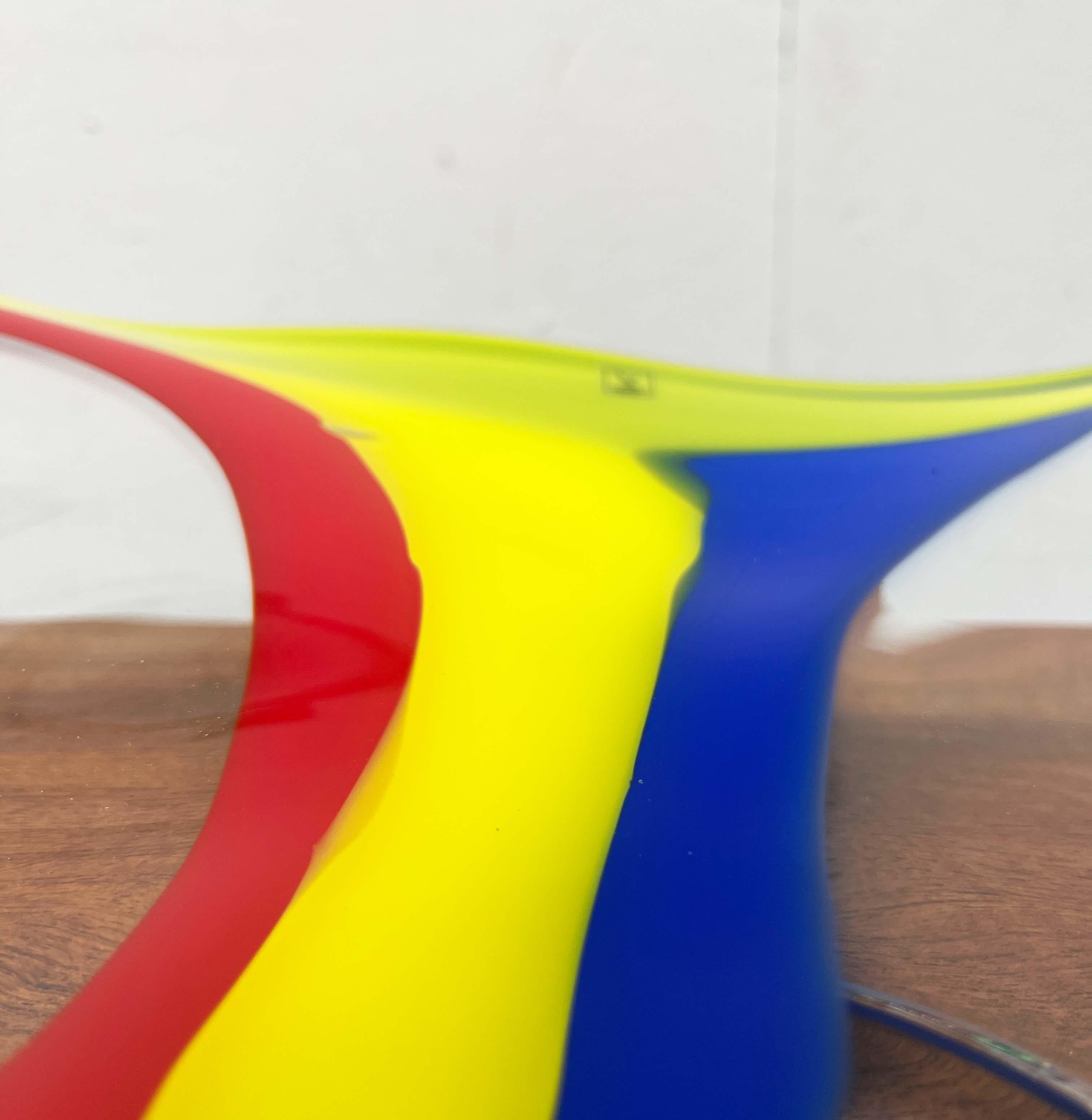 Postmodern Large Art Glass Bowl from Johansfors, Sweden, 1980s For Sale 14