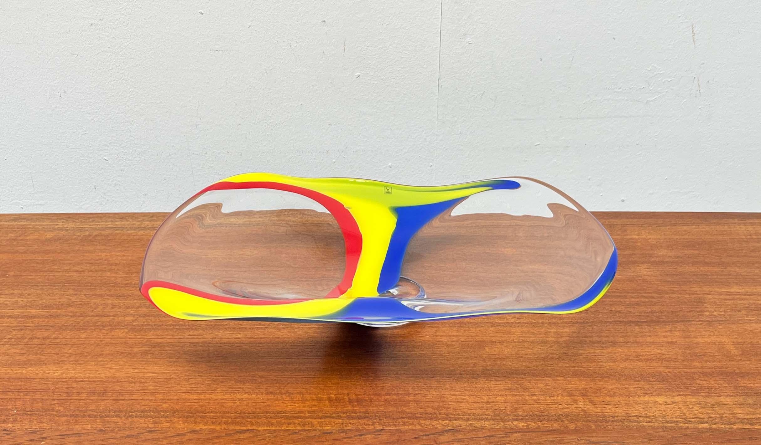 Postmodern Large Art Glass Bowl from Johansfors, Sweden, 1980s In Excellent Condition For Sale In Hamburg, DE