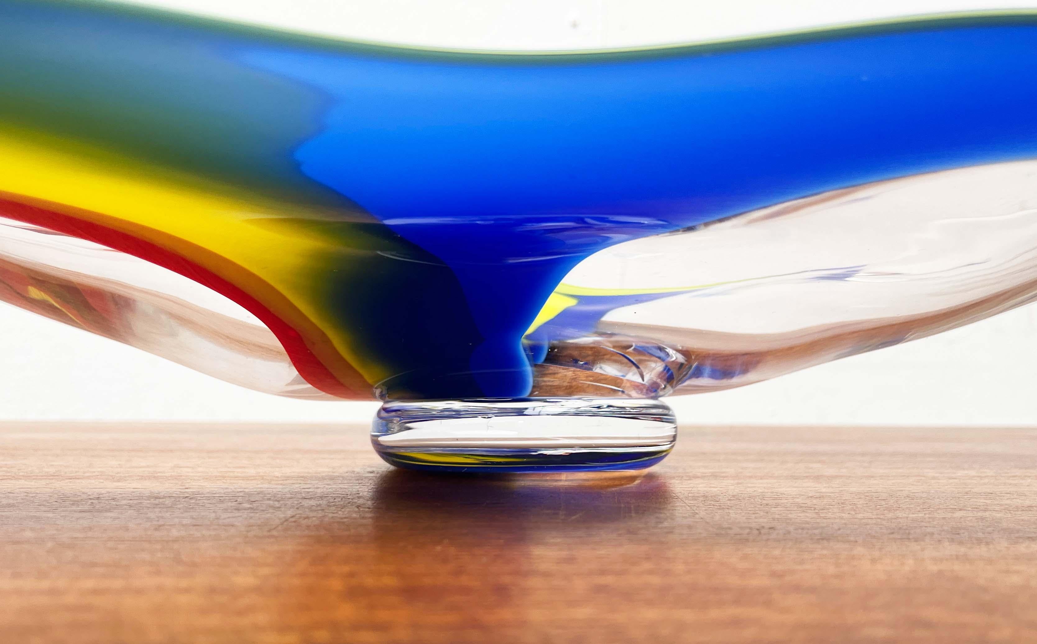 Late 19th Century Postmodern Large Art Glass Bowl from Johansfors, Sweden, 1980s For Sale