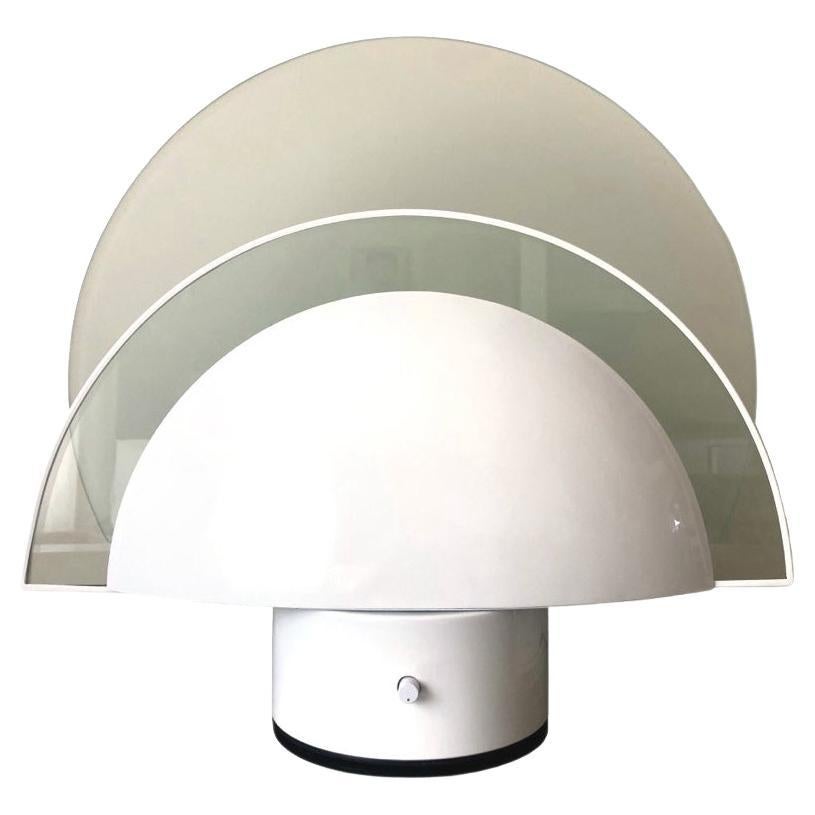 Große dimmbare spanische weiße postmoderne Tischlampe von Estiluz, Barcelona, 1980er Jahre