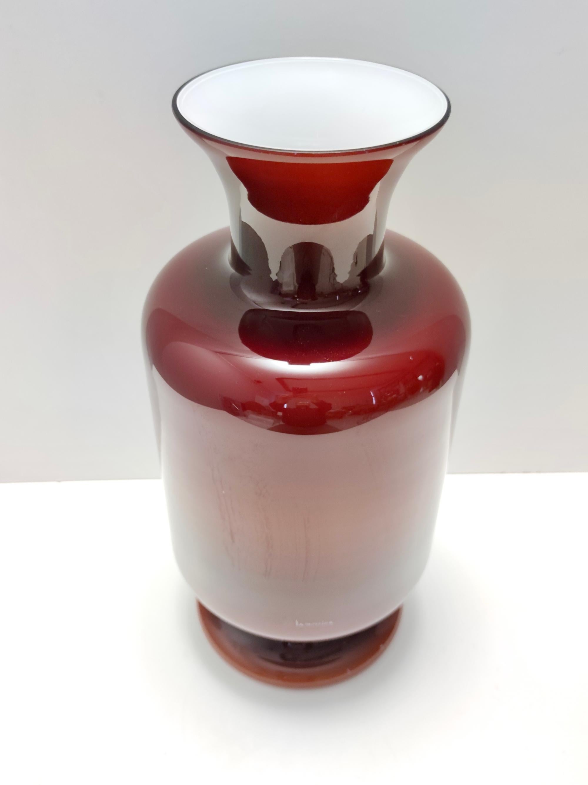 Molded Postmodern Large Maroon Encased Murano Glass Vase by La Murrina, Italy 1980s