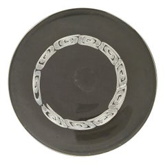 Grande assiette de service ronde en verre soufflé postmoderne de Seguso, Murano, Italie
