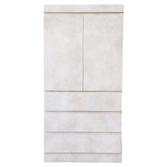 Postmodern Lavender and Pink Faux Sponge Paint Laminate Waterfall Armoire