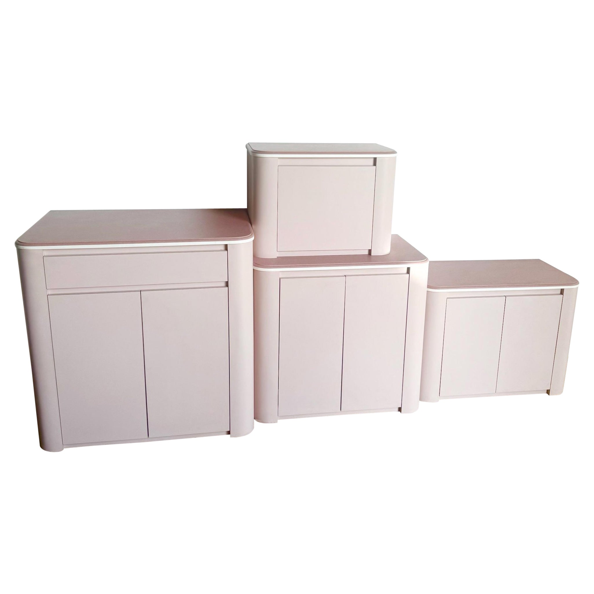 Mobile/Bar/Parete in laminato Postmodern Lavender con piani in gesso rosa, 4 pezzi in vendita