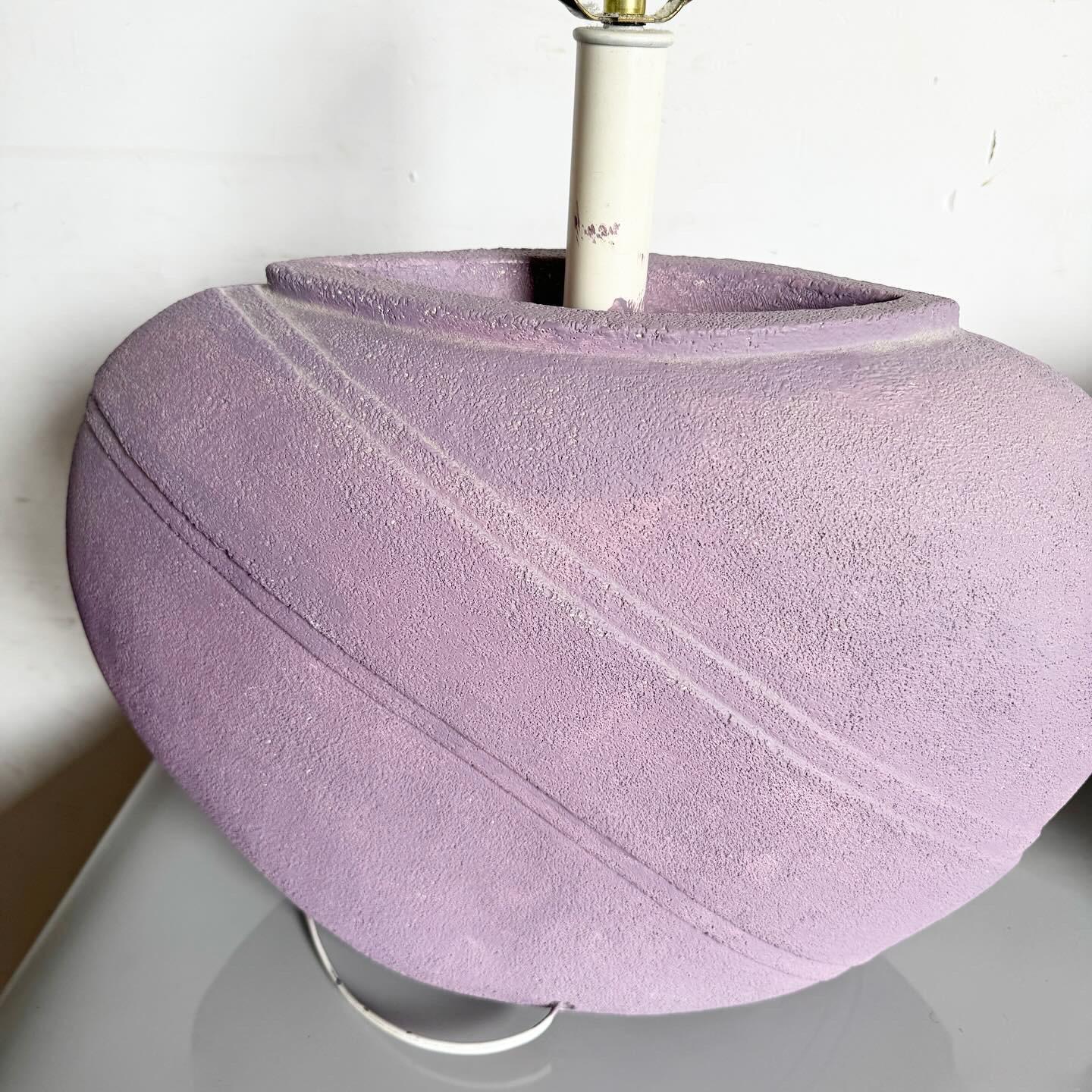 Ceramic Postmodern Lavender Purple Vase Table Lamps - a Pair For Sale