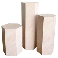 Mesas auxiliares/pedestales nido hexagonales de laminado texturizado lavanda postmodernas