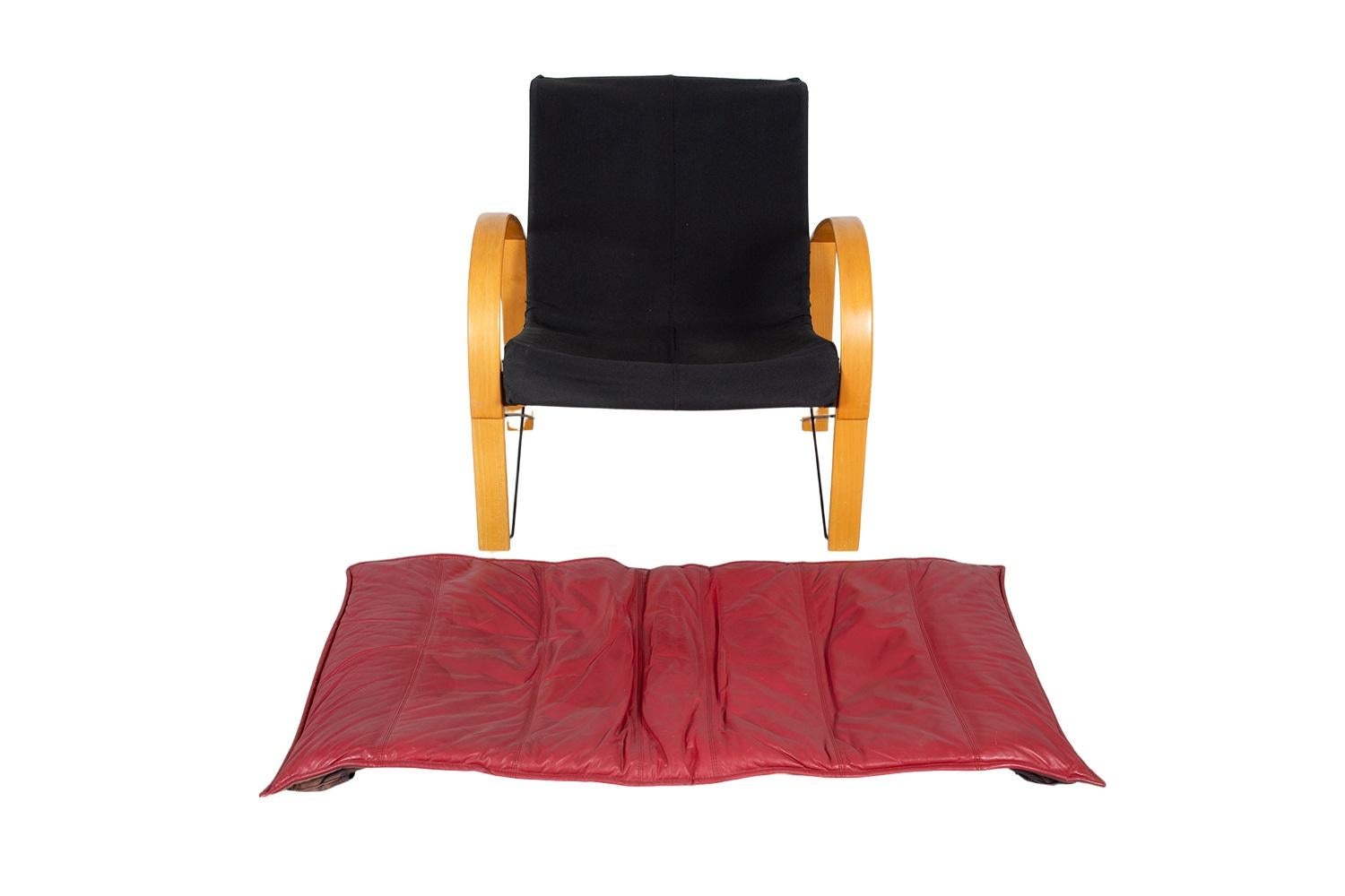 Sillón posmoderno de cuero atribuido a Tord Bjorklund Posmoderno en venta