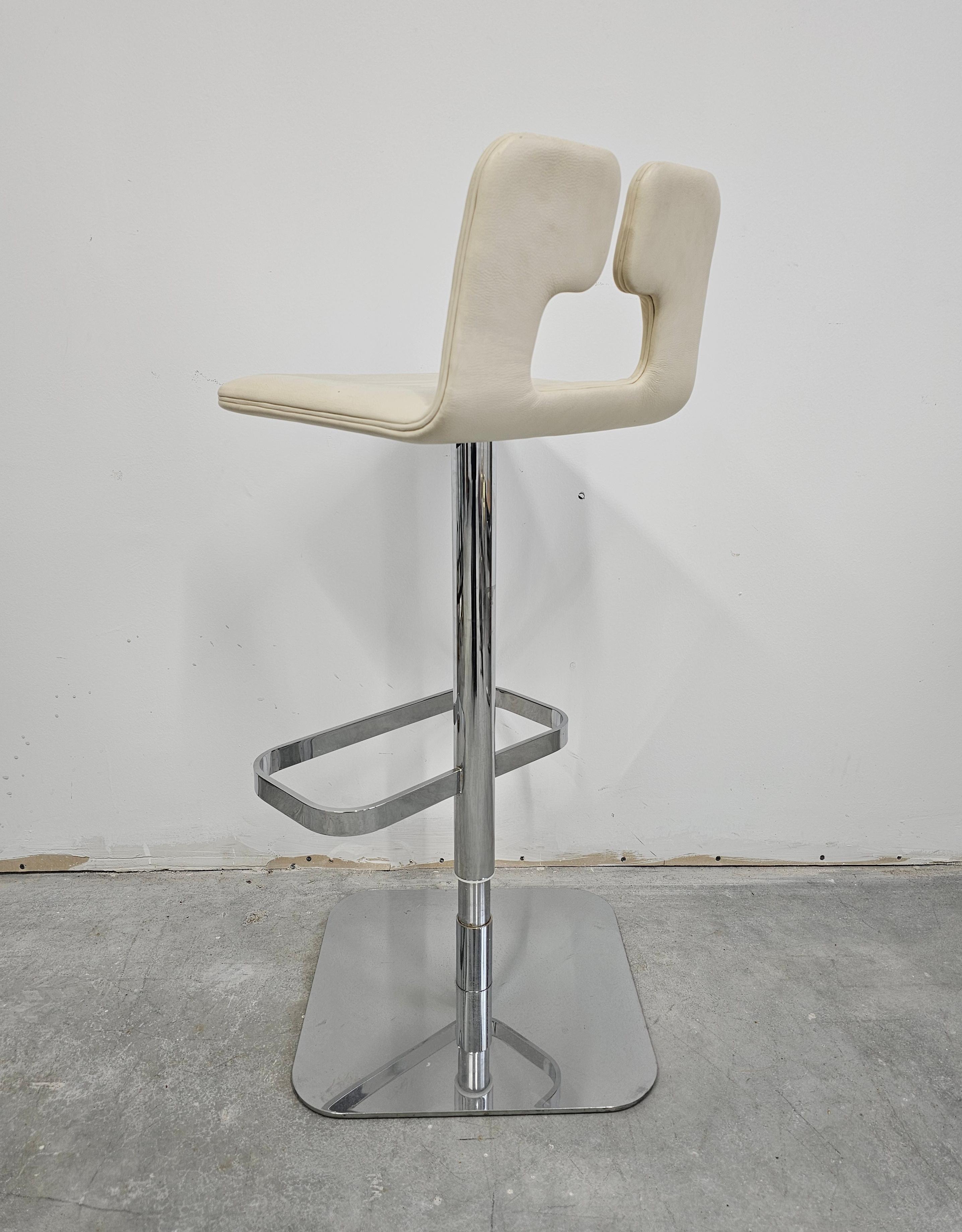 Taburetes de bar de cuero postmodernos diseñados por Massimo Iosa Ghini para Poltrona Frau Acero en venta