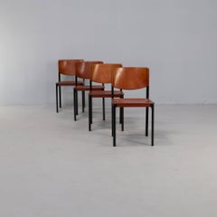 Postmodern leather dining chair for Matteo Grassi