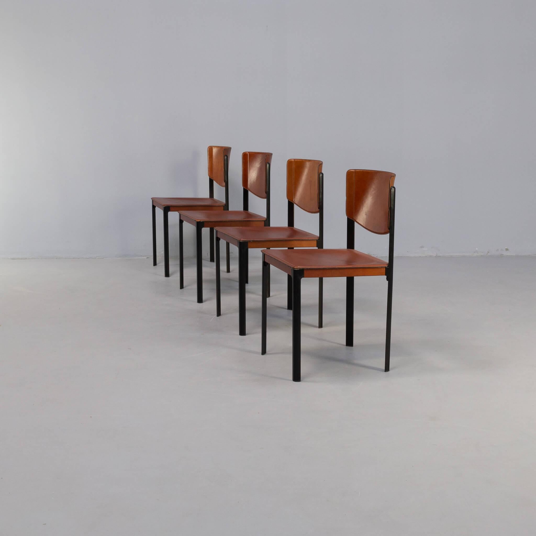 Post-Modern Postmodern leather dining chair for Matteo Grassi