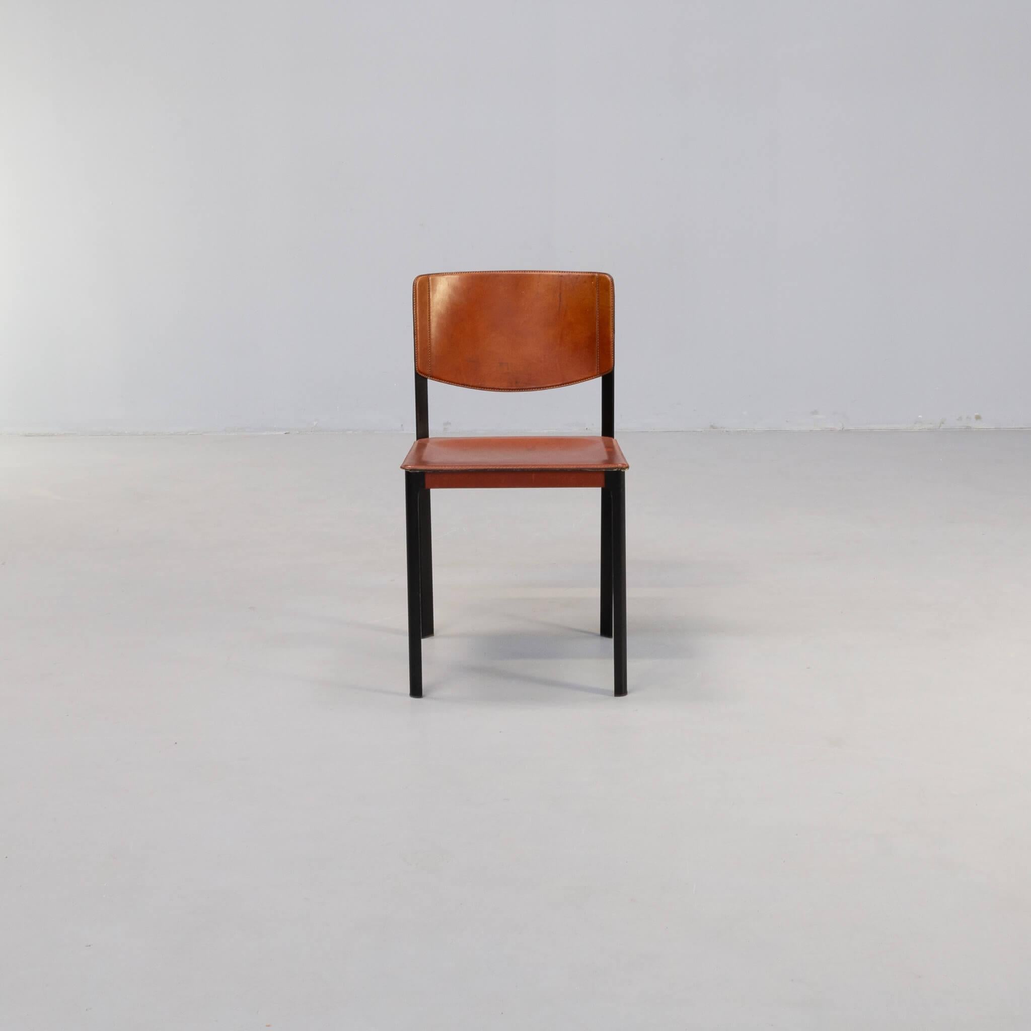 Late 20th Century Postmodern leather dining chair for Matteo Grassi