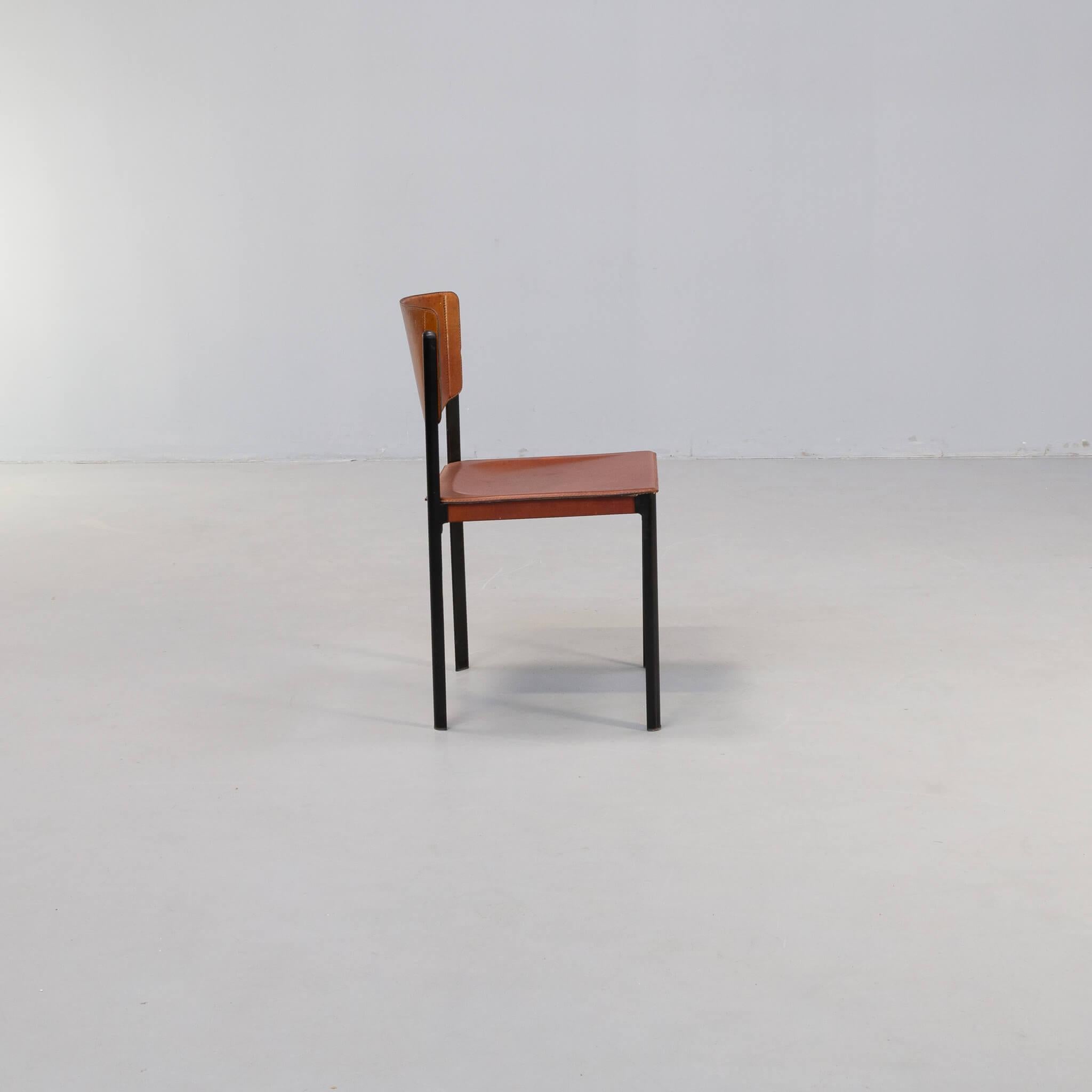 Postmodern leather dining chair for Matteo Grassi 1