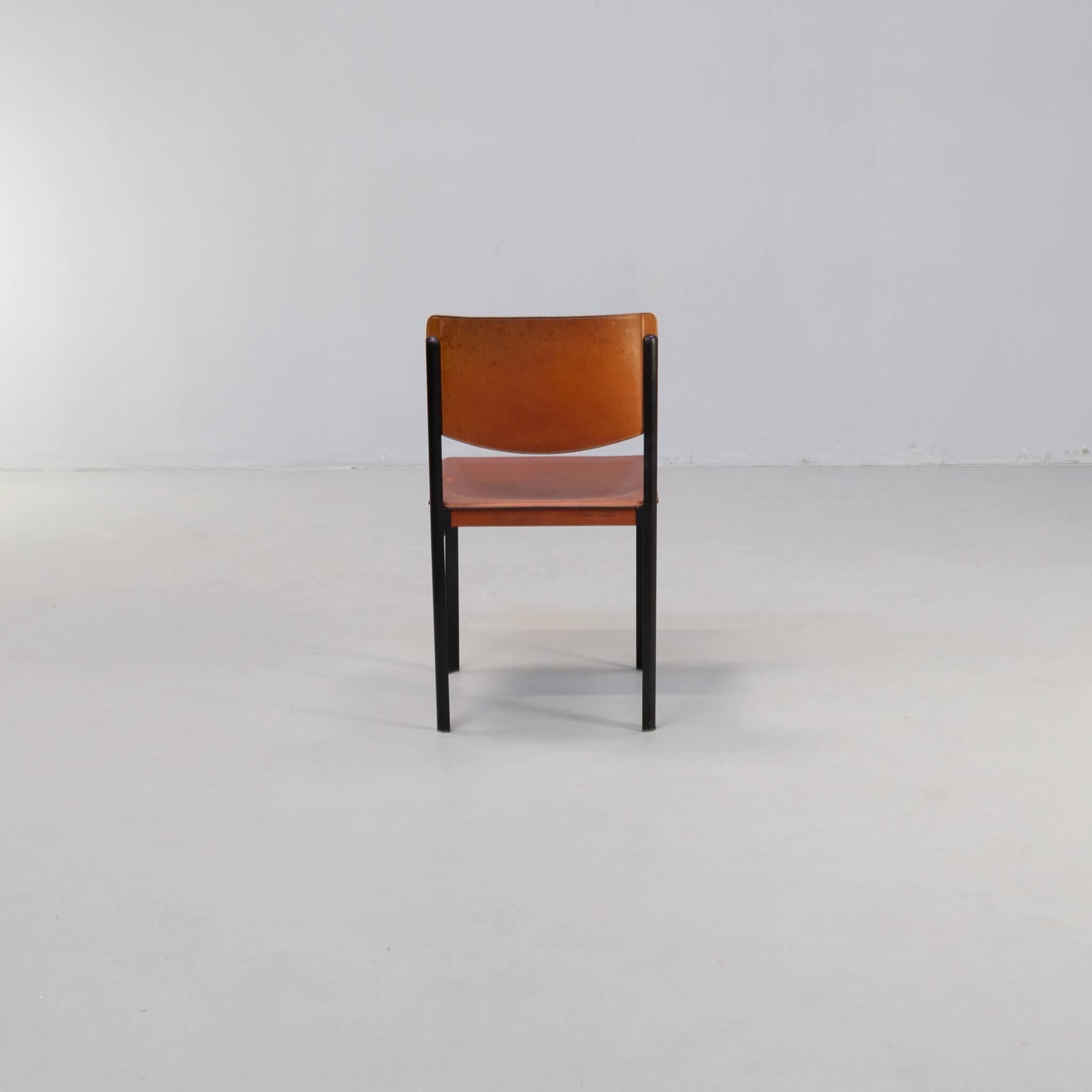 Postmodern leather dining chair for Matteo Grassi 2