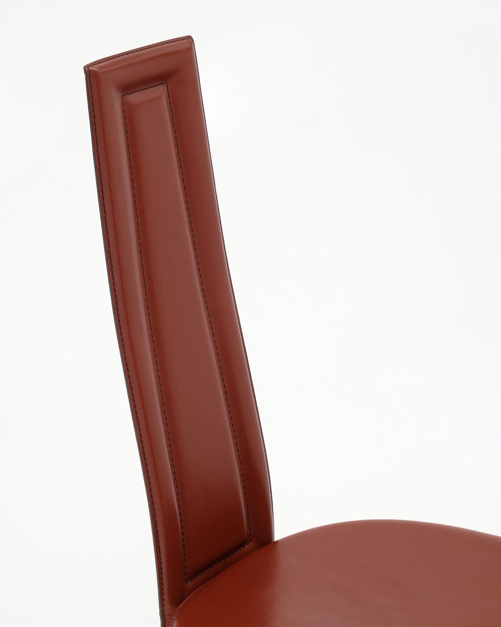 Italian Postmodern Leather Dining Chairs in the style of Pietro Costantini For Sale