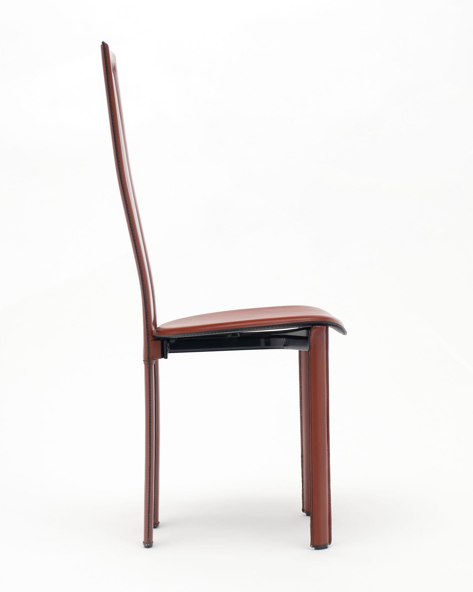 Postmodern Leather Dining Chairs in the style of Pietro Costantini For Sale 2