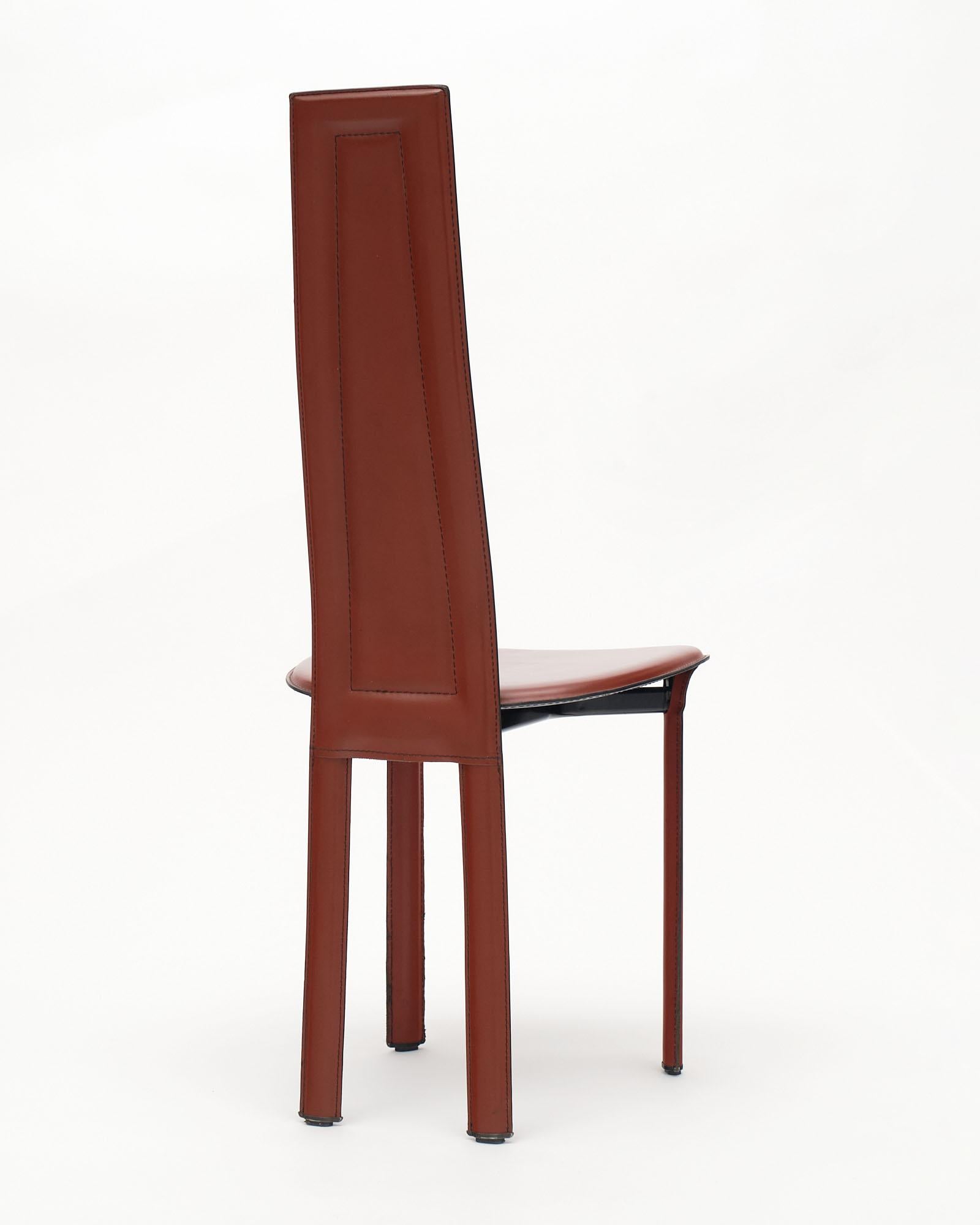 Postmodern Leather Dining Chairs in the style of Pietro Costantini For Sale 3