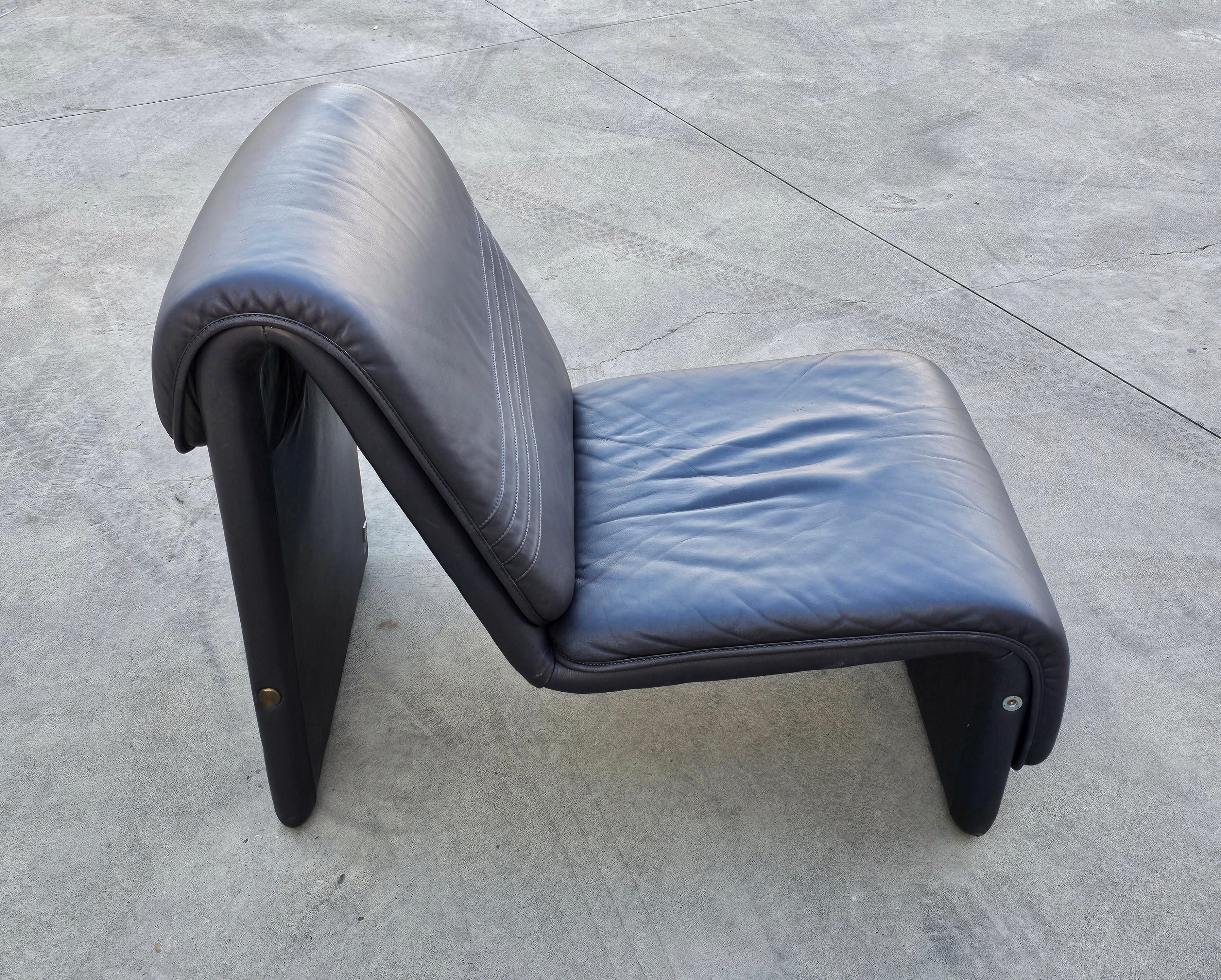 Postmodern Leather Lounge Chairs in style of Etienne Fermigier, Switzerland 1978 For Sale 1