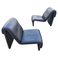 Postmodern Leather Lounge Chairs in style of Etienne Fermigier, Switzerland 1978