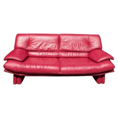 Postmodern Leather Sofa in the style of Nicoletti Salotti Italian 2 Seat Sofa