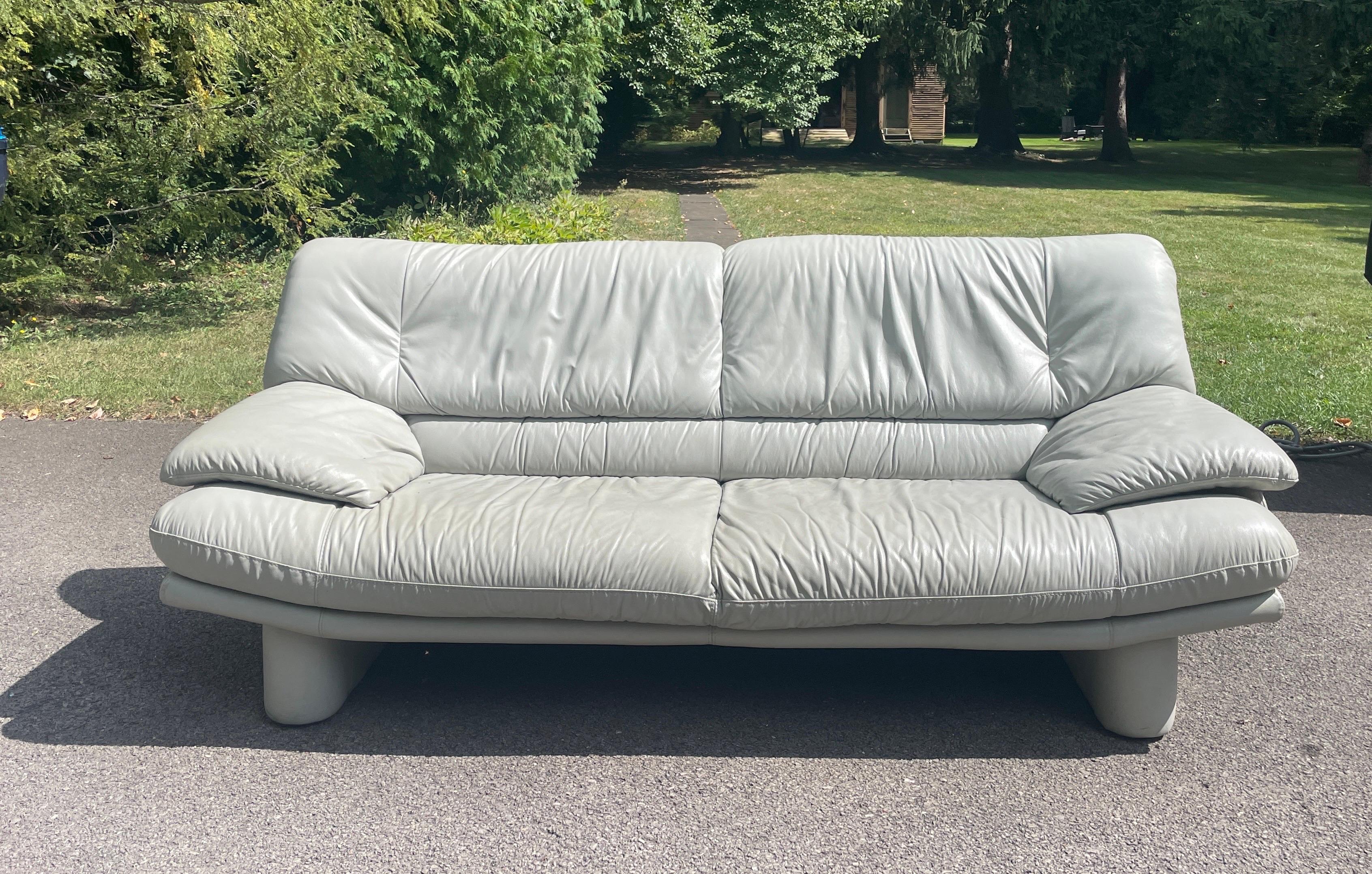 Postmodern Leather Sofa in the style of Nicoletti Salotti Italian 3 Seat Sofa 3