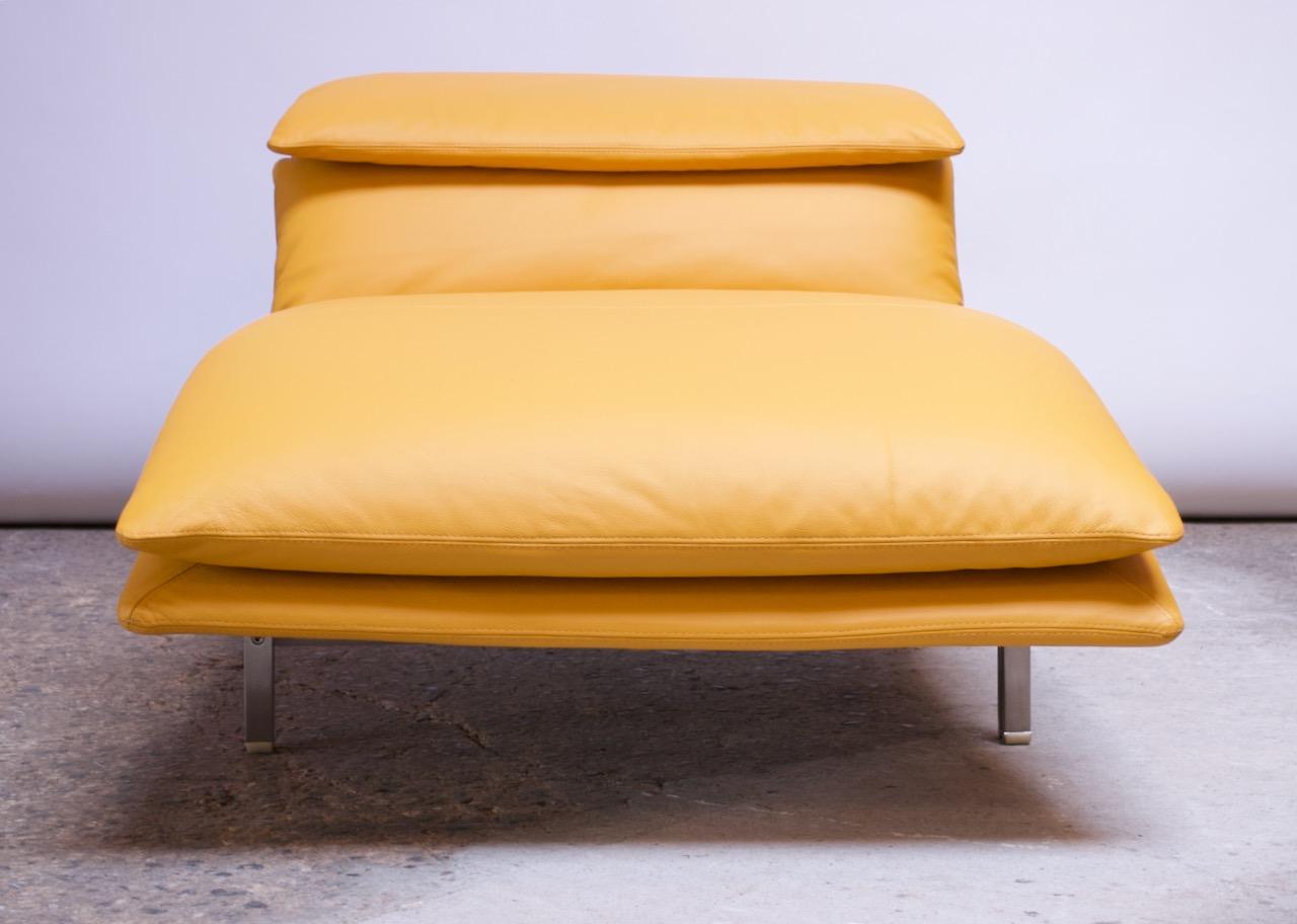 Acier Chaise « Wave » postmoderne en cuir de Giovanni Offredi pour Saporiti en vente
