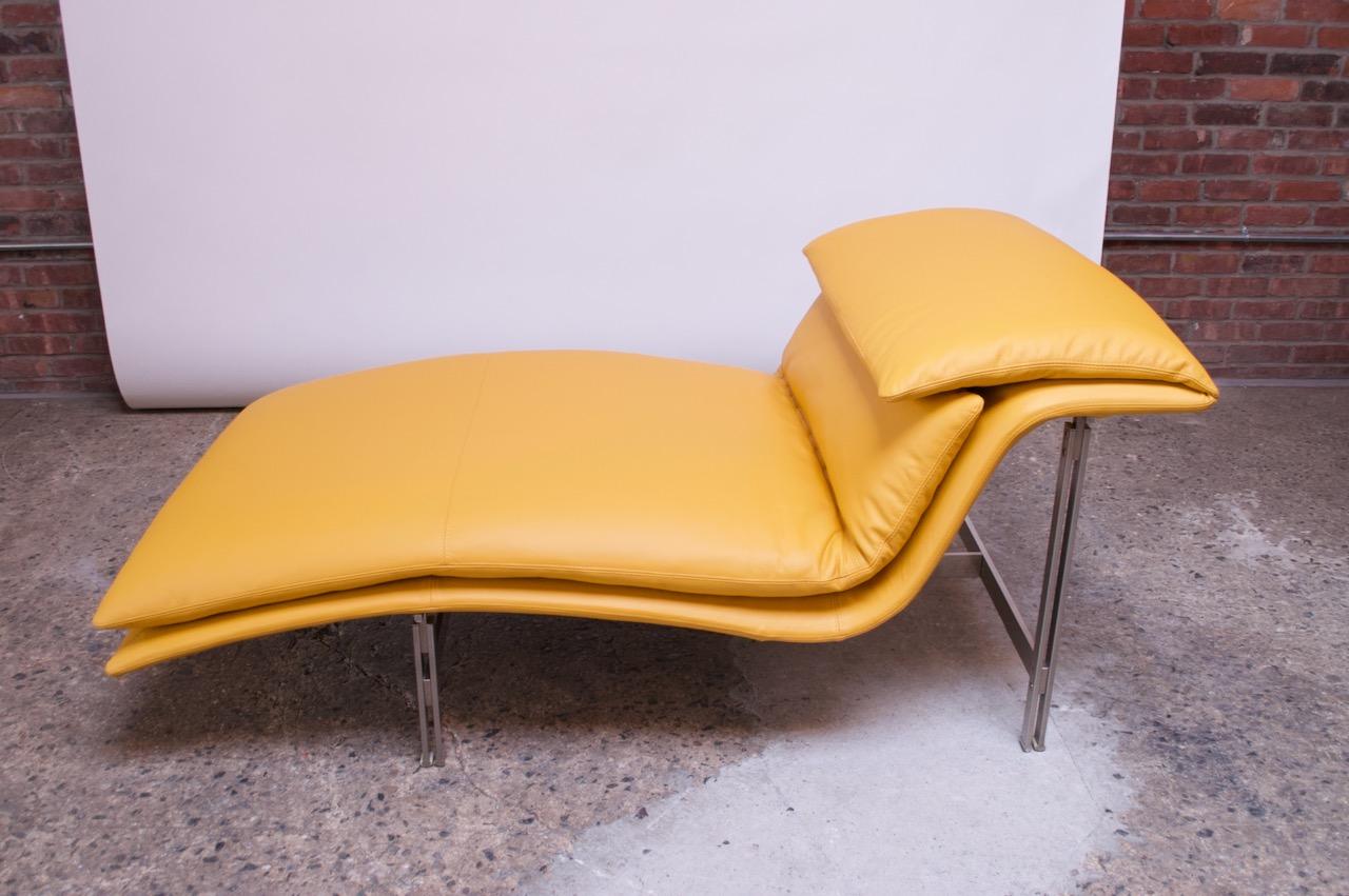 Chaise « Wave » postmoderne en cuir de Giovanni Offredi pour Saporiti en vente 1