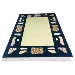 Postmodern Leopard Print, Green and Black Rectangular Area Rug