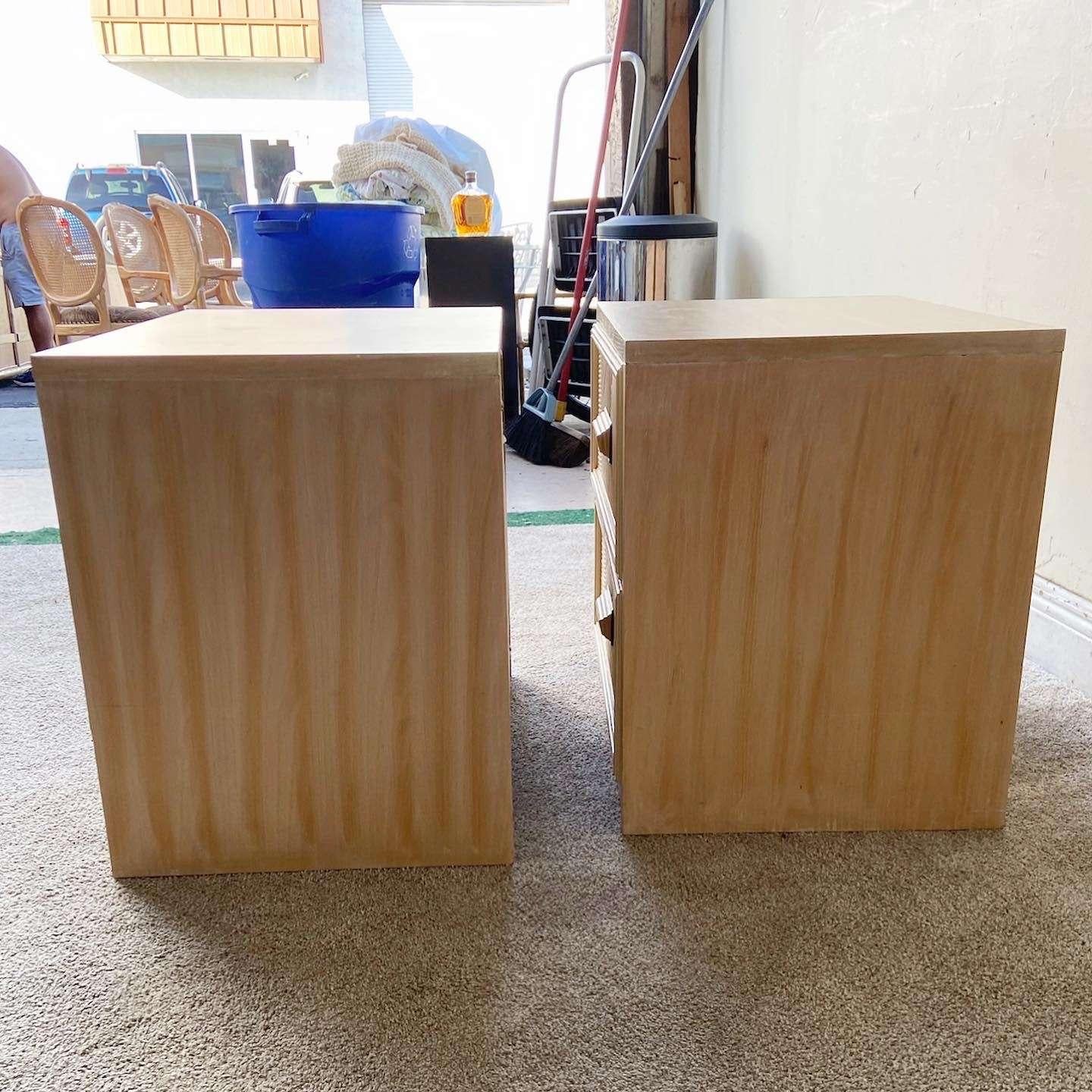 Postmodern Lexington Pencil Reed Nightstands by Henry Link - a Pair In Good Condition For Sale In Delray Beach, FL