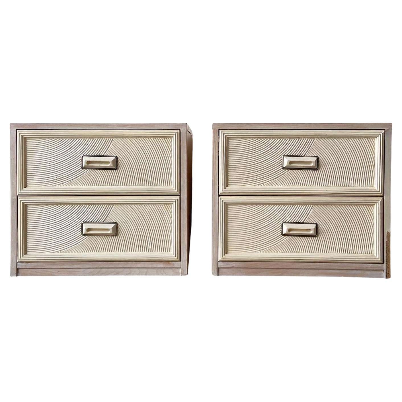 Postmodern Lexington Pencil Reed Nightstands by Henry Link - a Pair For Sale