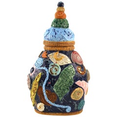 Postmodern Lidded Multicolored Pottery Urn or Jar in Memphis Style