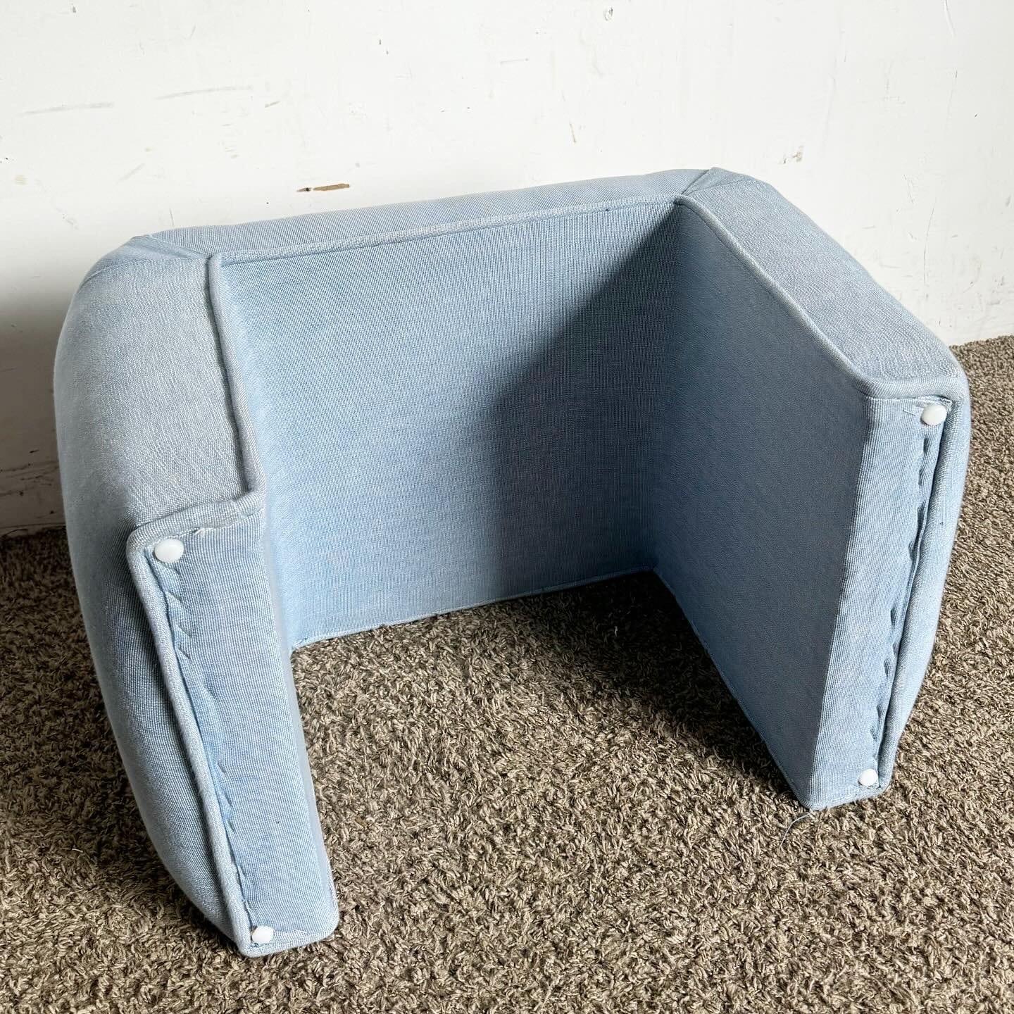 Tissu Banc/tabouret bas postmoderne en cascade bleu Light en vente