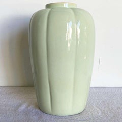 Postmodern Light Green Scalloped Ceramic Vase