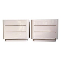 Postmodern Light Lavender Lacquer Laminate Oversized Nightstands/Commodes