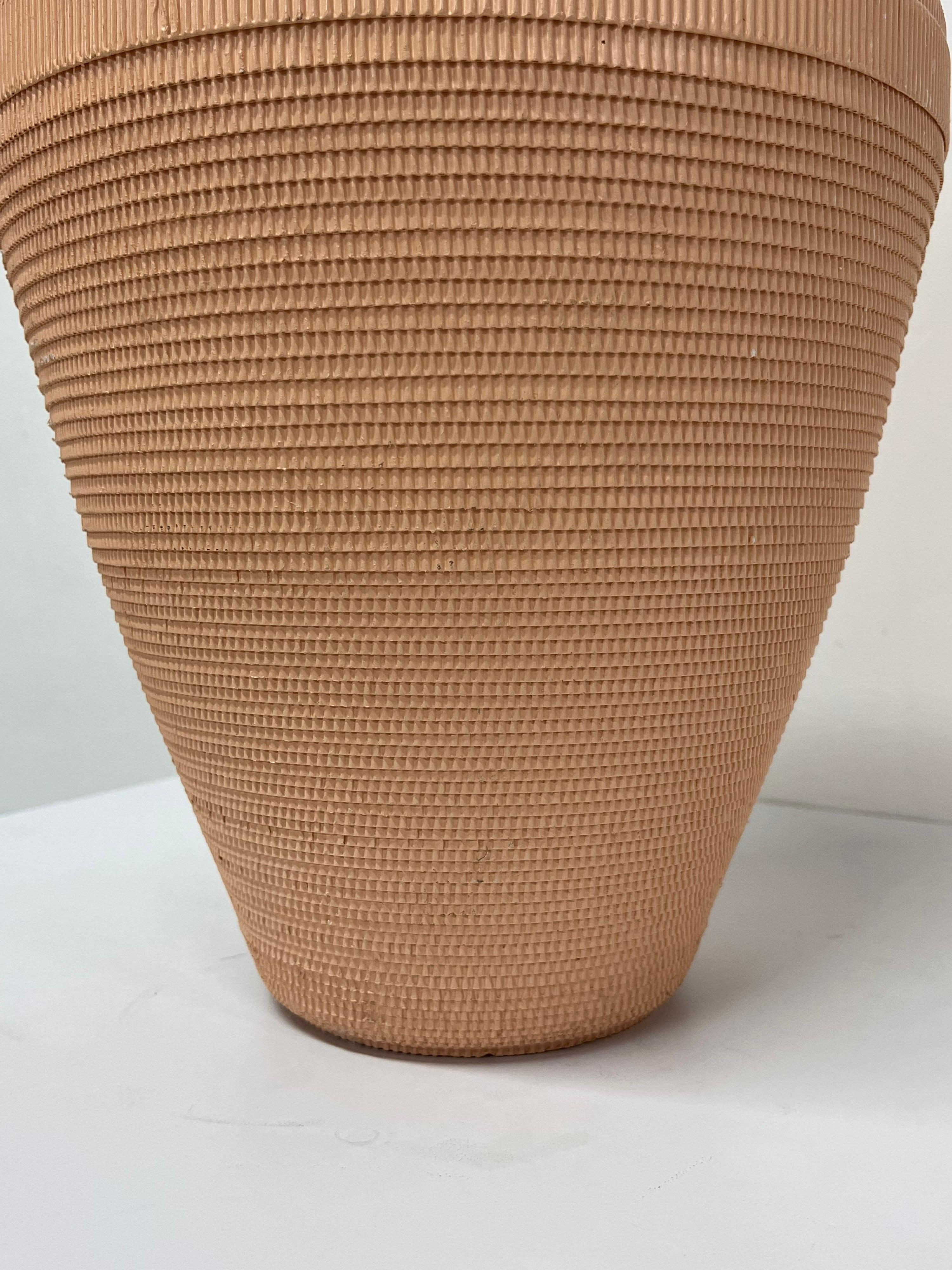 Natural Fiber Postmodern Light Peach Corrugated Cardboard Vase by Flute, Chicago For Sale