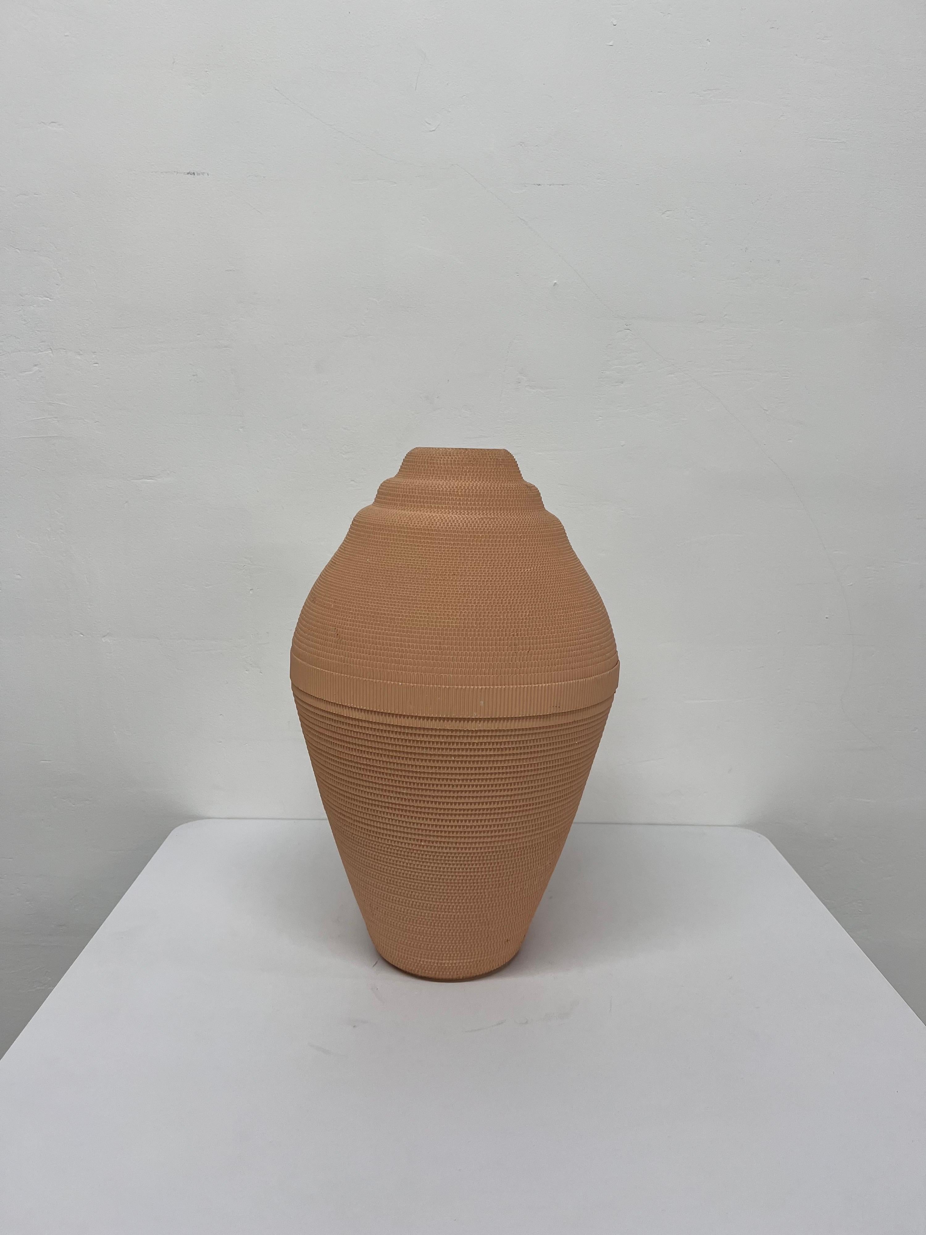 Post-Modern Postmodern Light Peach Corrugated Cardboard Vase by Flute, Chicago For Sale