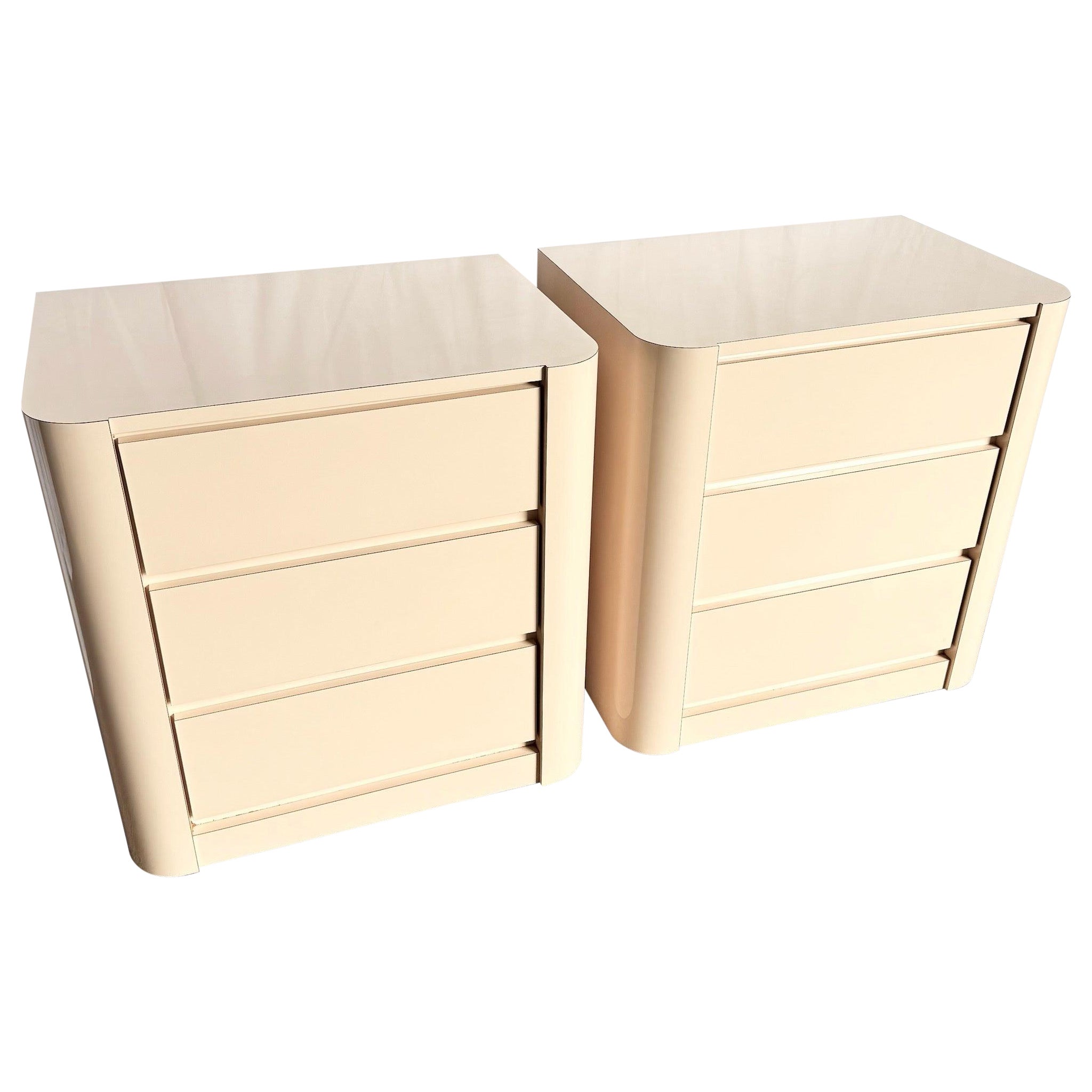 Postmodern Light Pink Laminate Commodes/Nightstands - A Pair
