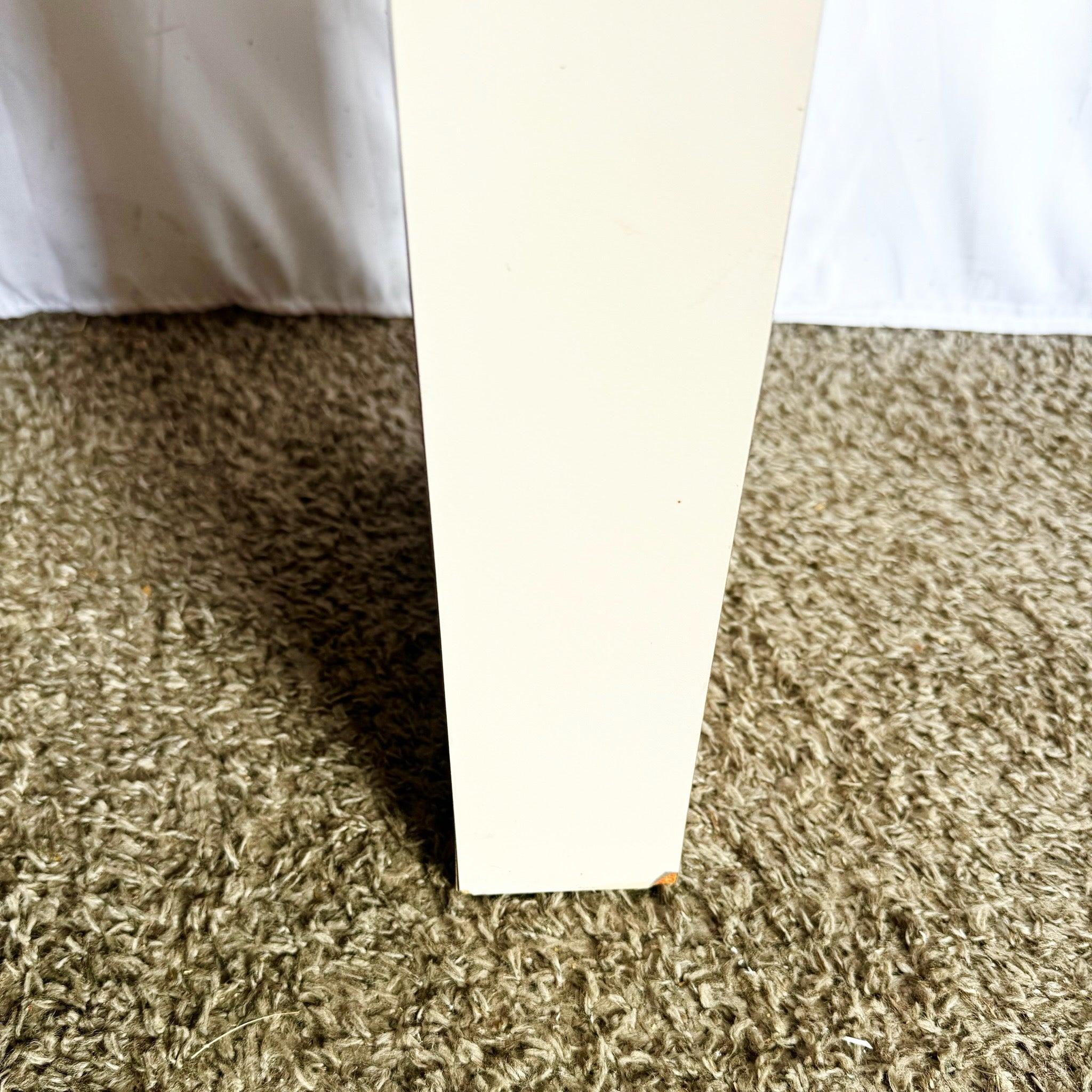 Postmodern Light Pink Laminate Waterfall Console With Adjustable Shelf In Good Condition For Sale In Delray Beach, FL